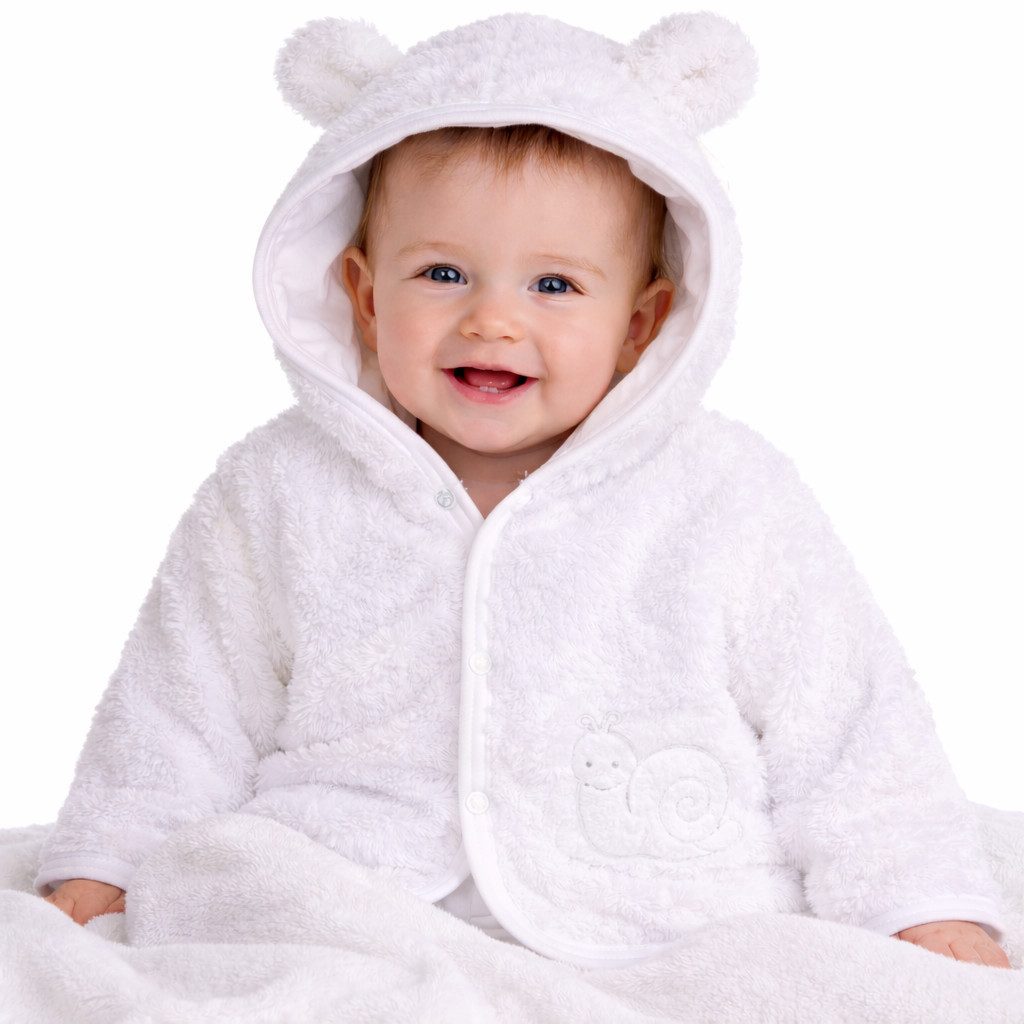 Fleecejacke Babyjacke Baby Jacke in Weiß aus weichem Fleece für Neugeborene