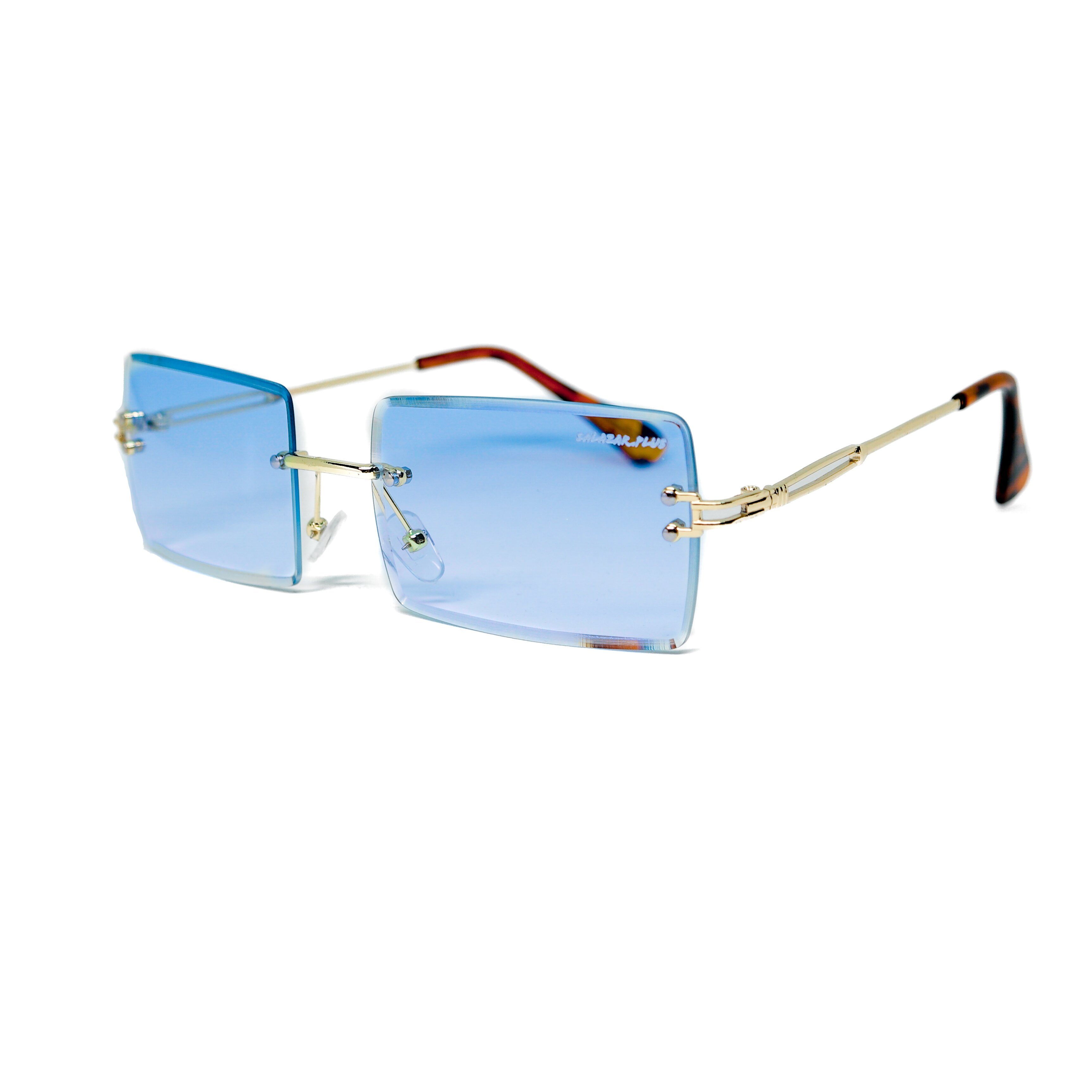 salazar.plus Sonnenbrille Randlos Brille Hellblau Damen Unisex Herren Rahmenlos Farbverlauf Rechteckig 14 Farben