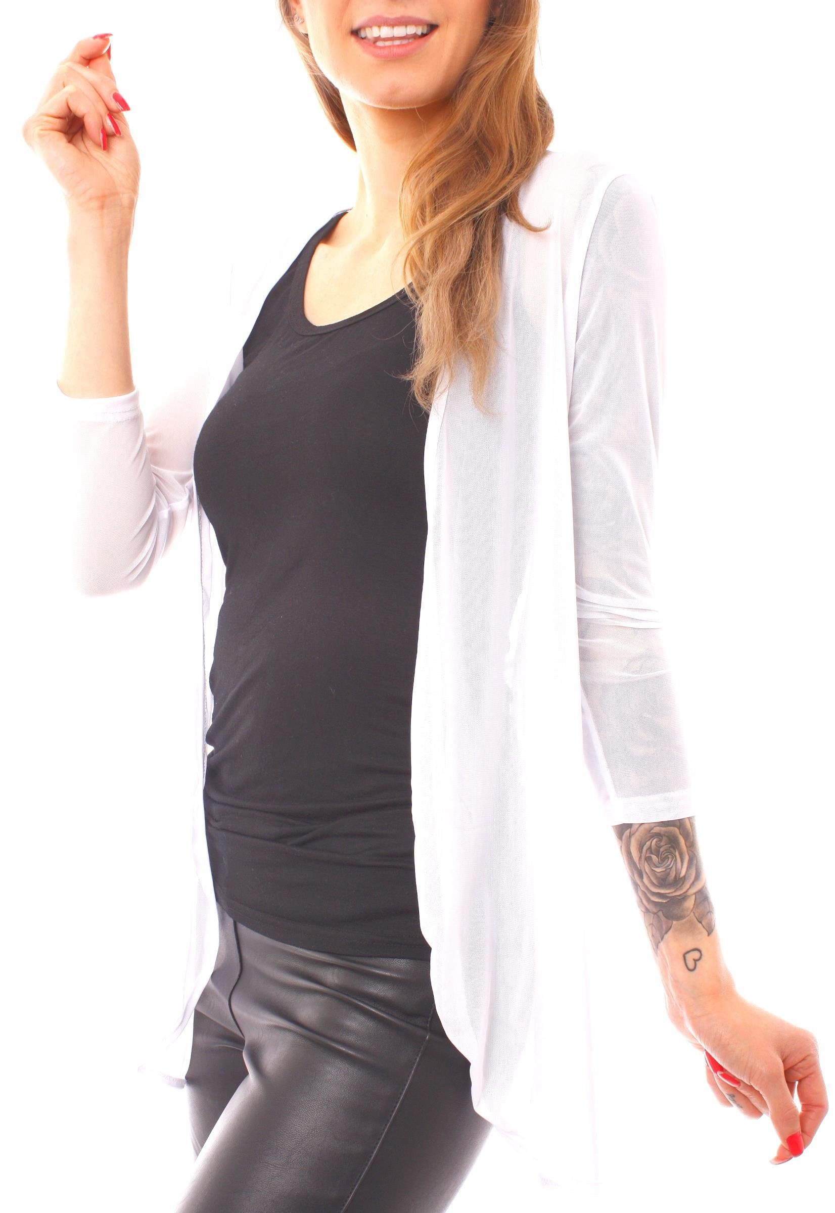 Muse Mesh 7058 weiß Cardigan Cardigan transparent Jäckchen