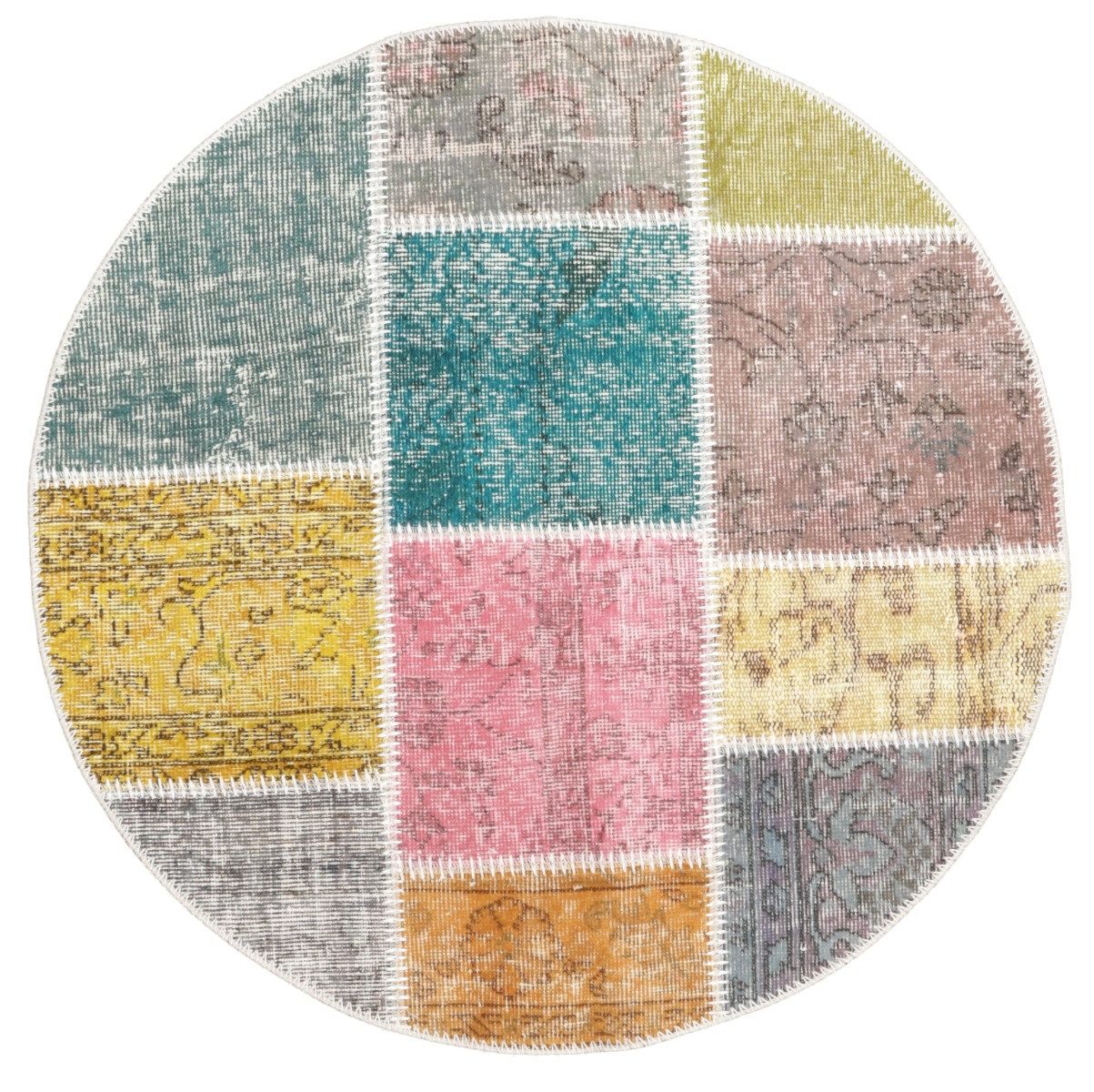 Carpet Avenue Teppich Patchwork 100x100, Rund, Höhe: 8 mm