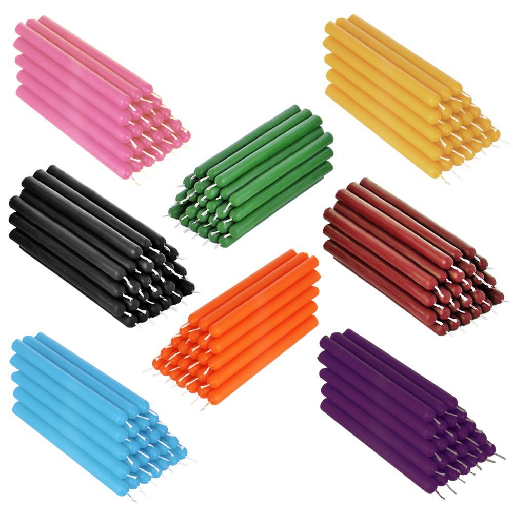 NKlaus Formkerze 25x Orange Bienenwachs 12cm Tafelkerze Ritualkerze