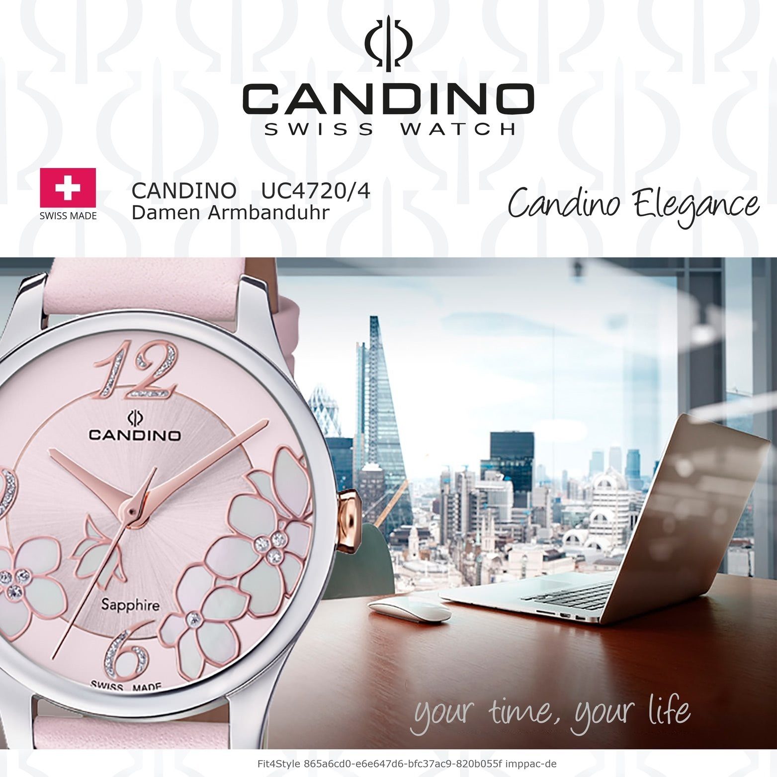 Candino Quarzuhr Candino Leder Damen Uhr Fashio C4720/4, Lederarmband, Damenuhr mittel 33,5mm), Gehäuse, rundes (ca. mit