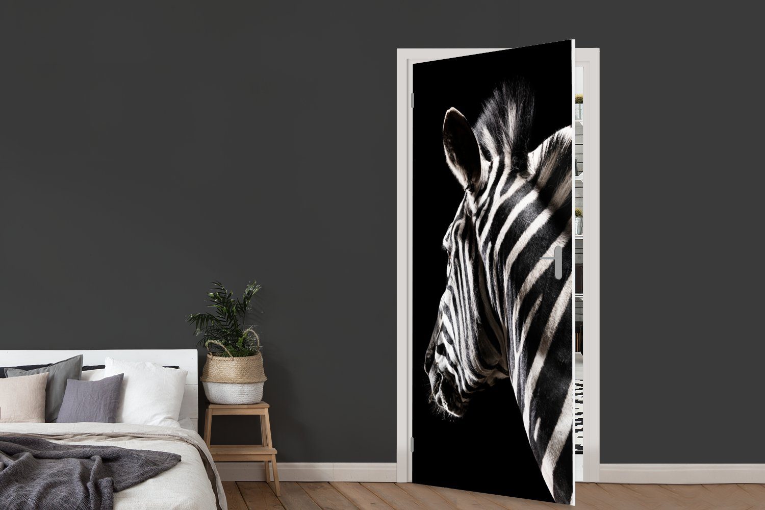 MuchoWow Türtapete Zebra - Wilde cm für bedruckt, Tür, Matt, St), (1 75x205 Fototapete - Muster, Türaufkleber, Tiere