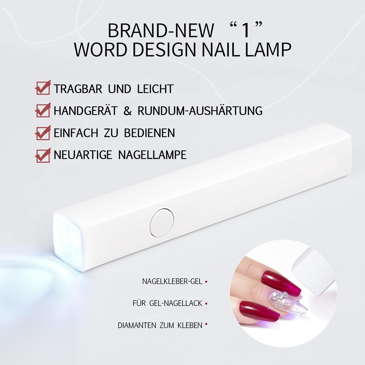 TUWENA UVC-Leuchtmittel UV Lampe Gelnägel Nägel Wiederaufladbar Klein Nagellack Trockengerät, UV Lampe Gelnägel Nägel Wiederaufladbar Klein Nagellack Trockengerät
