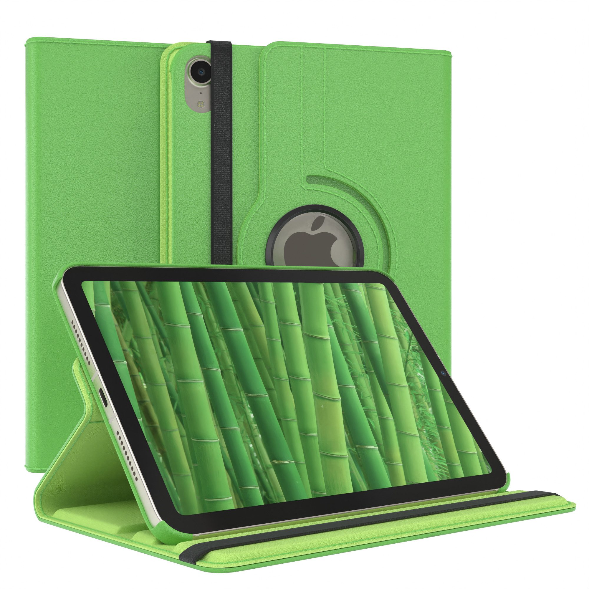 EAZY CASE Tablet-Hülle Rotation Case für Apple iPad Mini 6. Gen. (2021) 8,3 Zoll, Tabletcover Case Hardcover Flipcover zum Aufstellen Klapp-Case Grün