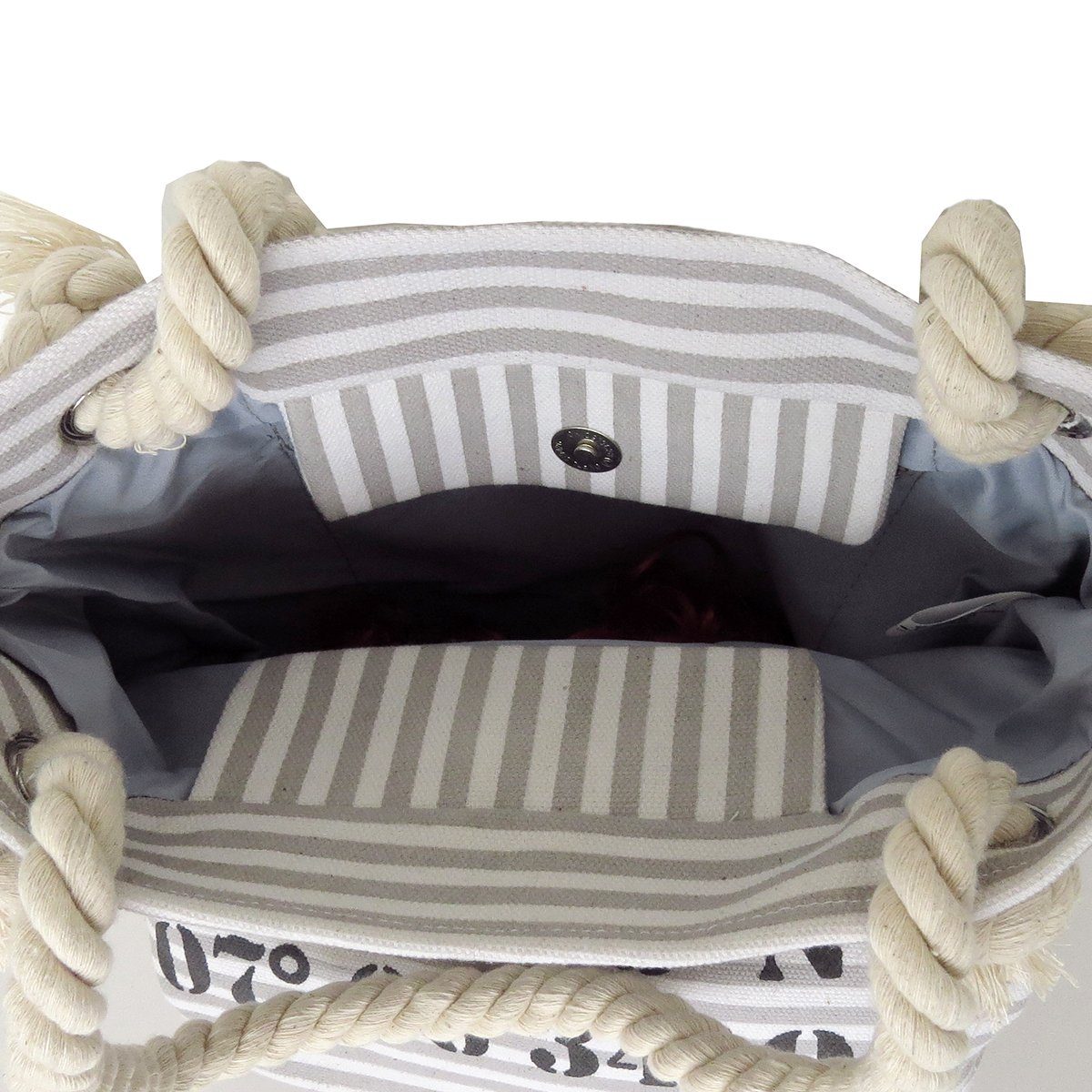 Sonia Originelli Umhängetasche XS Tasche Shopper Reißverschluss mit "Rügen" Koordinaten, grau-schwarz kleine Shopper Innentasche
