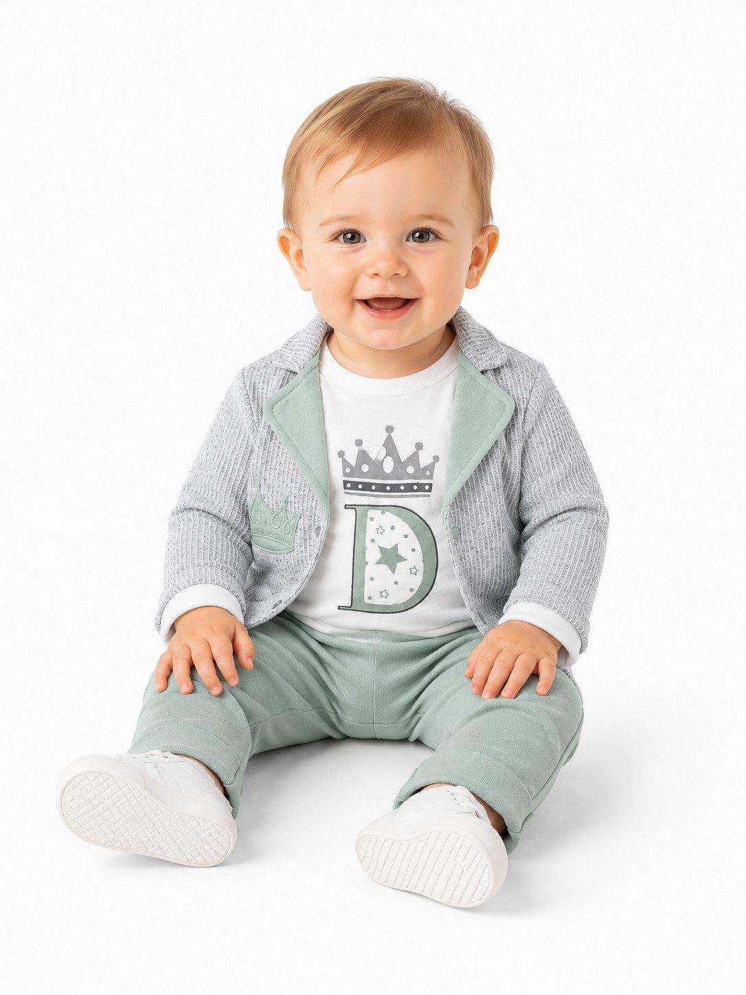 Lorey Medtec Neugeborenen-Geschenkset Baby Jungen Outfit, 3er Set: Jacke, Langarmshirt, Hose, 100% Baumwolle (Jacke + Langarmshirt + Hose)