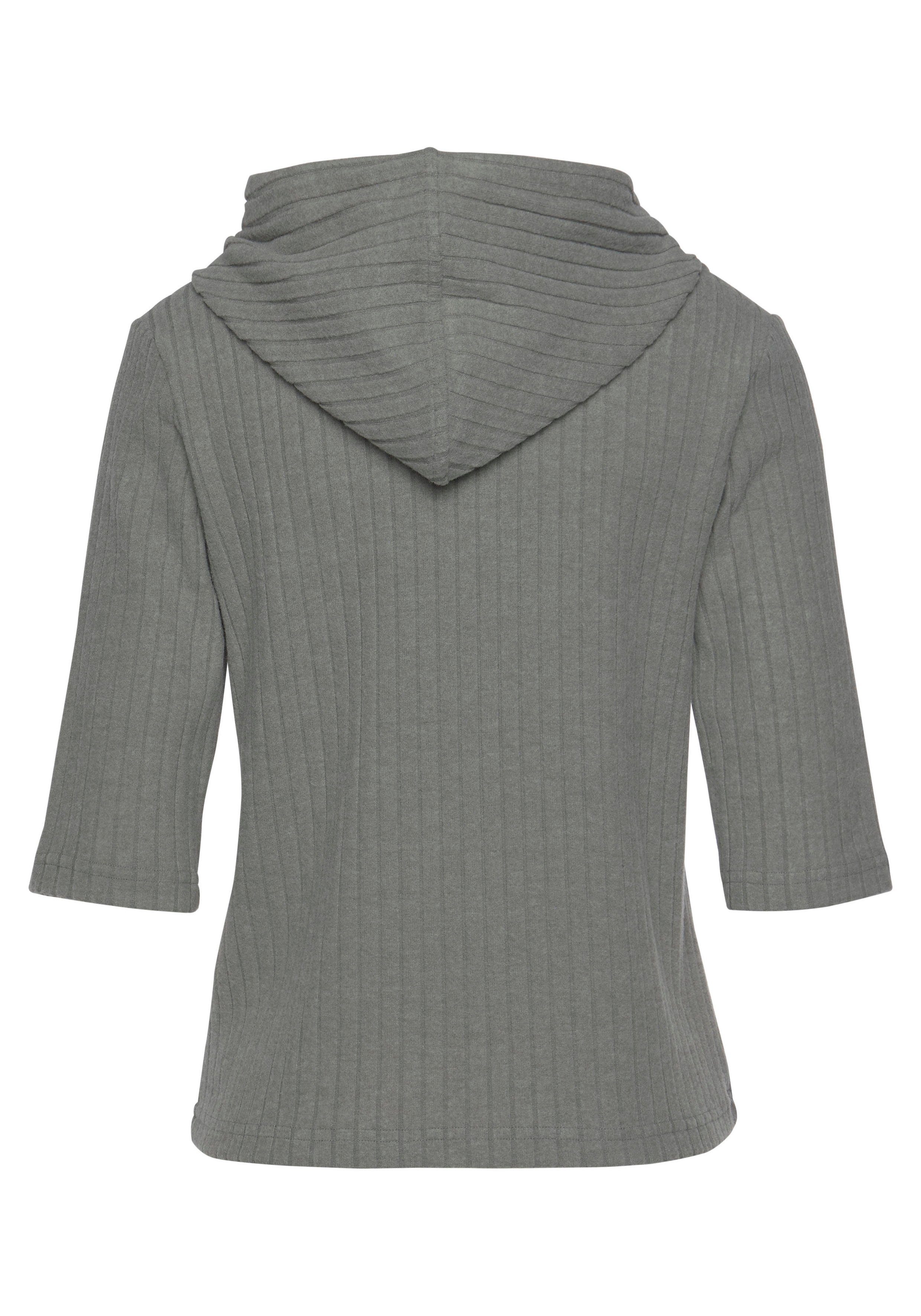 grau Kapuzensweatshirt aus Loungeanzug Rippstrick, nachhaltigem s.Oliver