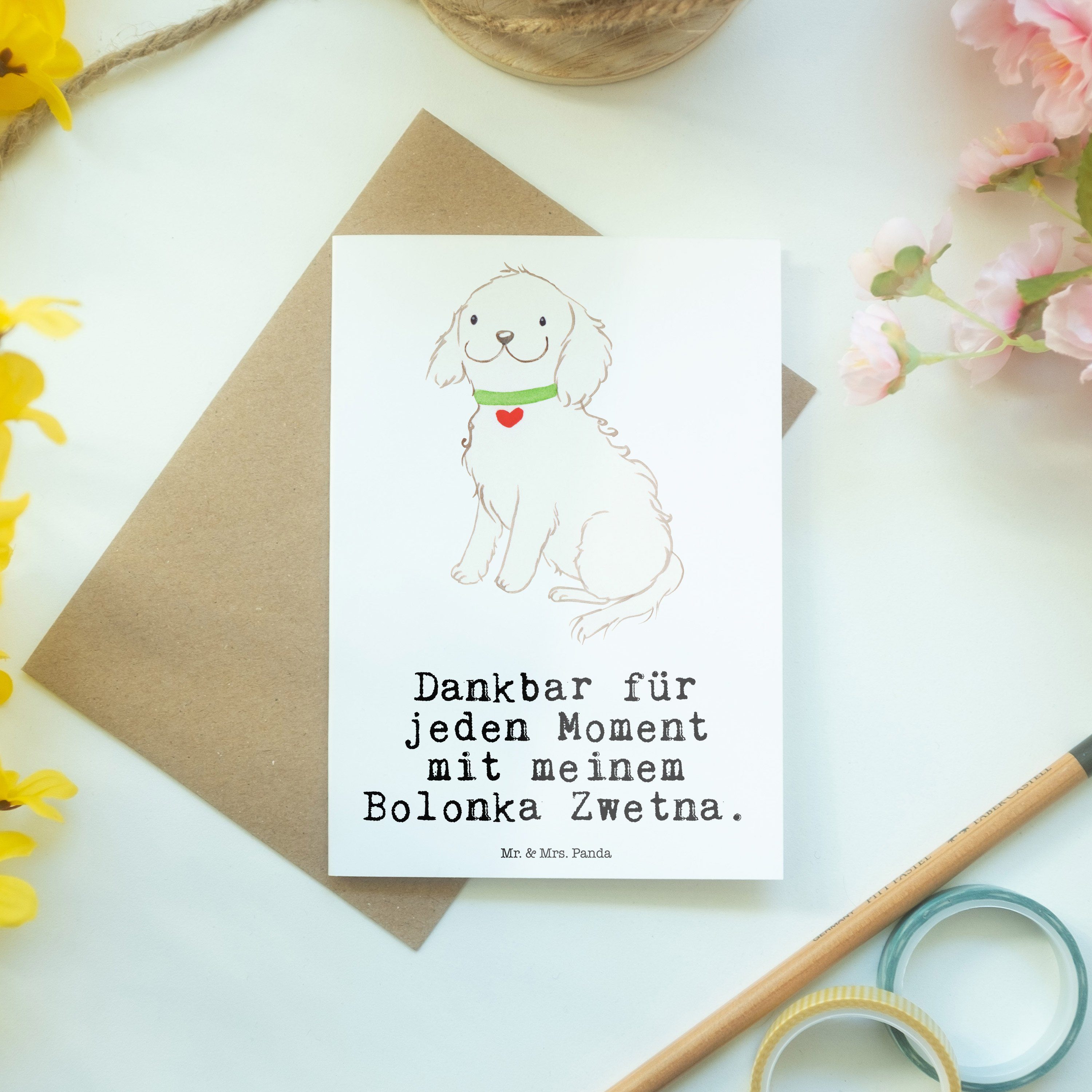 Panda Geschenk, Mr. & Grußkarte Bolonka - Moment Zwetna Geburtstagska Hundebesitzer, - Weiß Mrs.