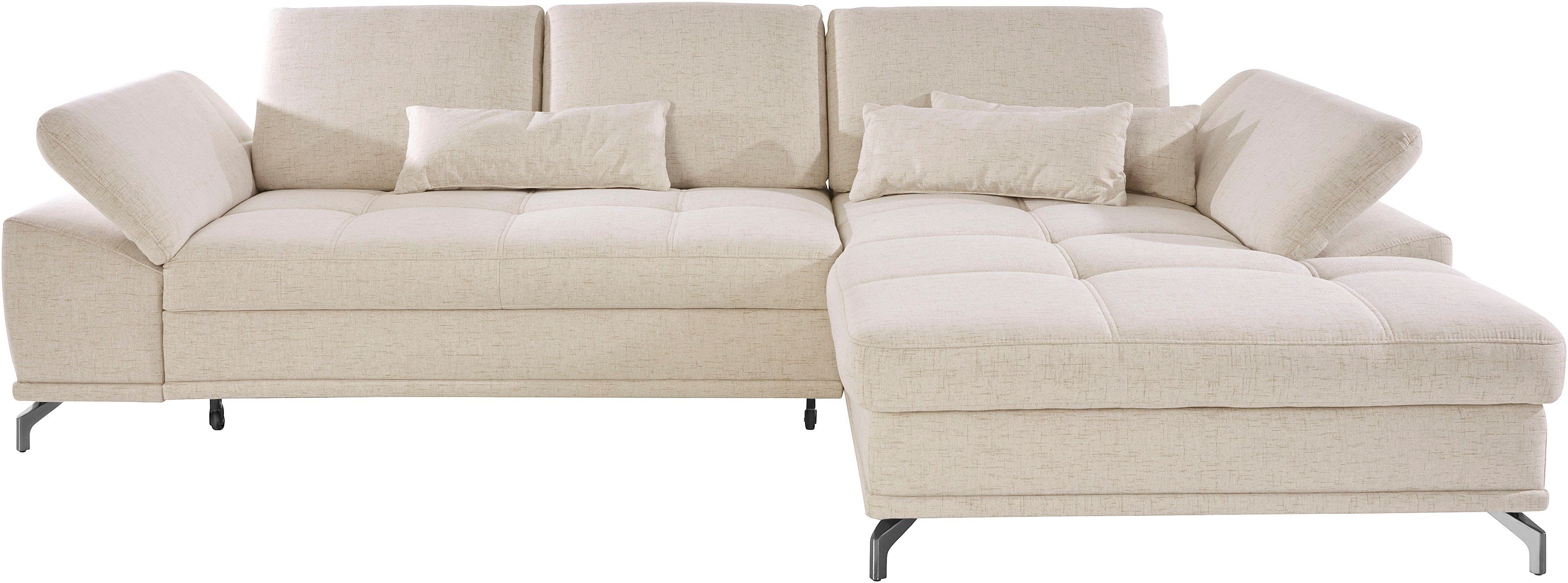 OTTO home Ecksofa Costello L-Form, B: 301cm, Sitztiefen & Armteilverstellung, Federkern, 3 Nierenkissen, mit Schlaffunktion & Bettkasten