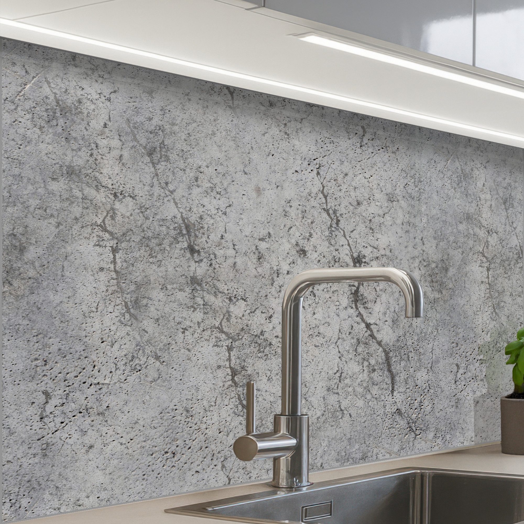 KitchenYeah Küchenrückwand selbstklebend Beton - Wand - Industriell - Muste günstig online kaufen