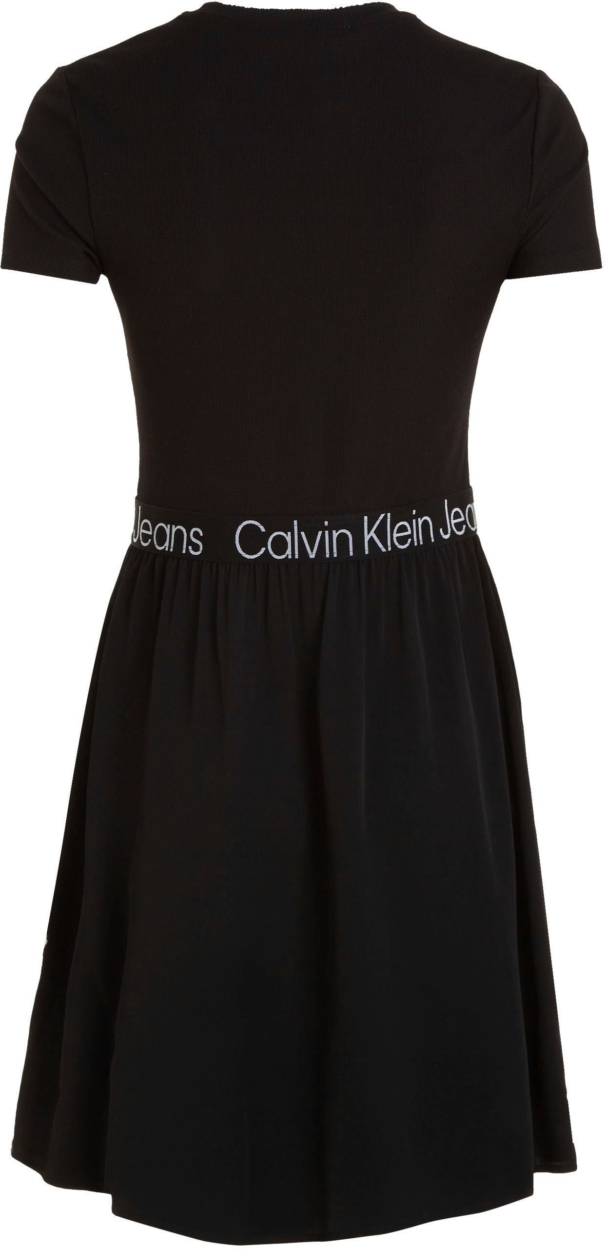 im schwarz Materialmix 2-in-1-Kleid Calvin Jeans Klein