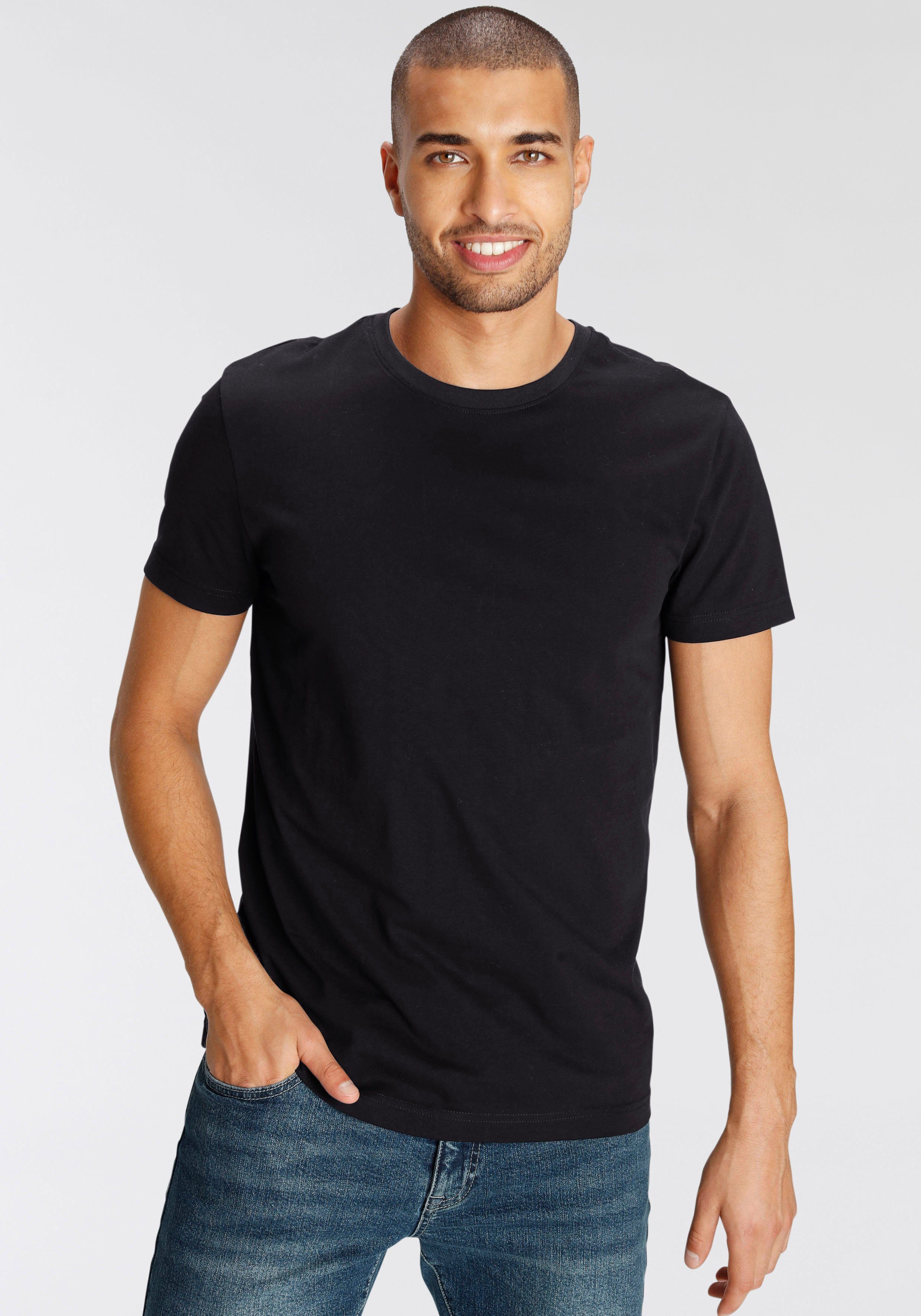 AJC T-Shirt (Set, reiner schwarz Baumwolle aus 3-tlg., 3er-Pack)
