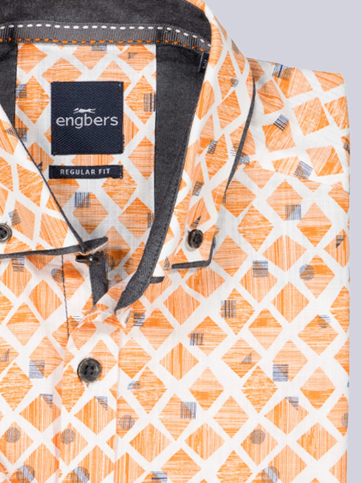 Engbers Kurzarmhemd Herren Kurzarm-Hemd gemustert, Orange