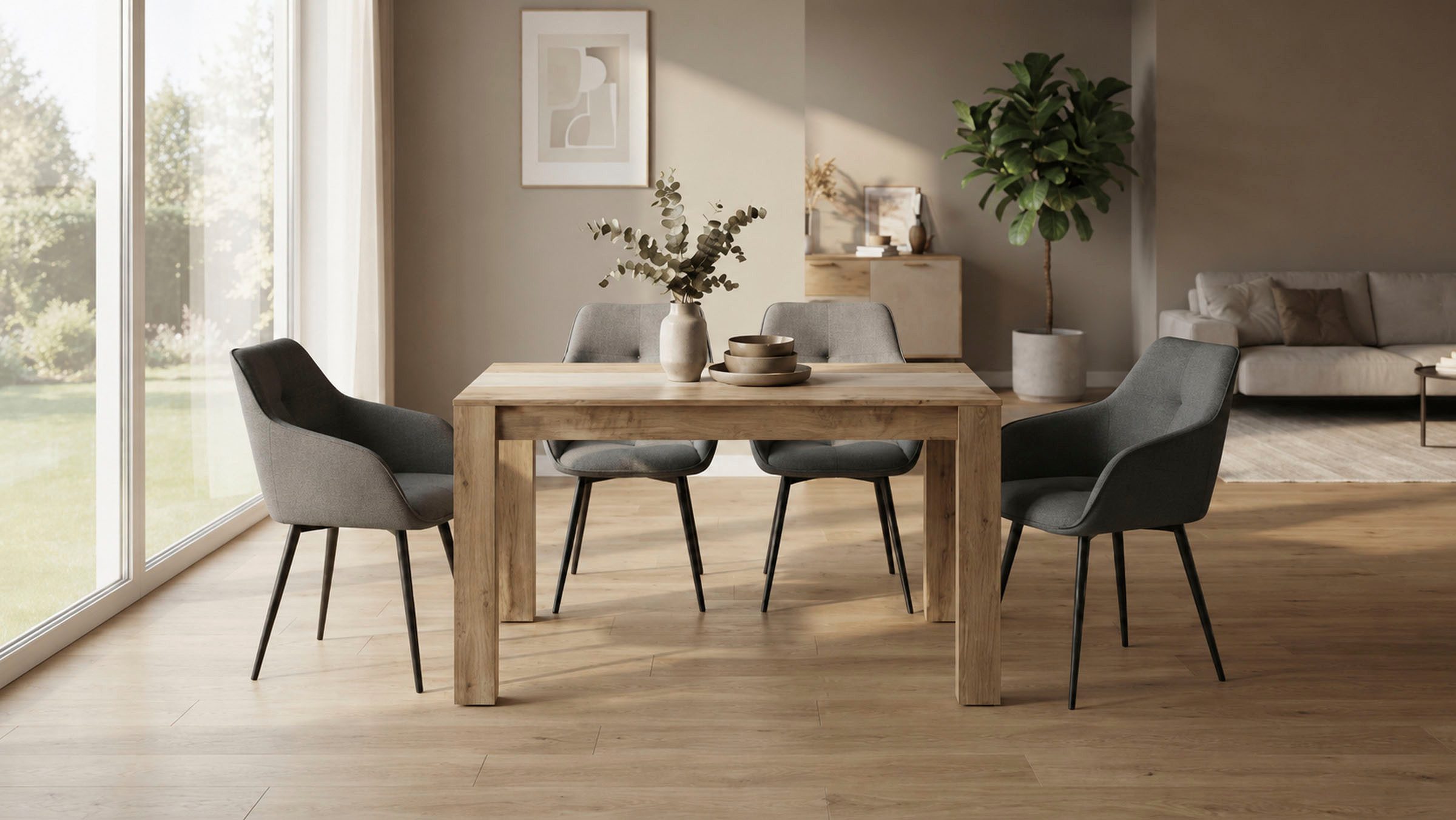 OTTO home Esszimmerstuhl Azura, 2er-Set (Set, 2 St), Moderner Armlehnstuhl mit 360 Grad drehbarer Sitzschale in Webstoff – Bild 2 von 5