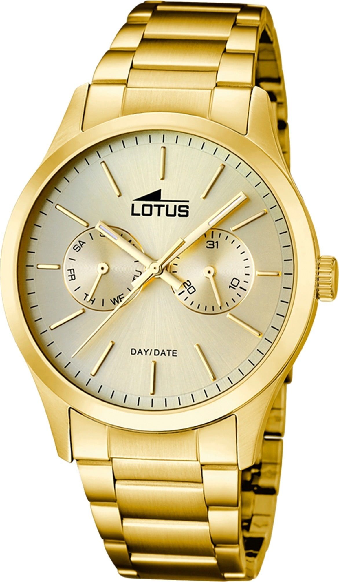 Lotus Quarzuhr Lotus Edelstahl Herren Uhr L15955/2, Herrenuhr mit Edelstahl, PVDarmband, rundes Gehäuse, groß (ca. 45mm)