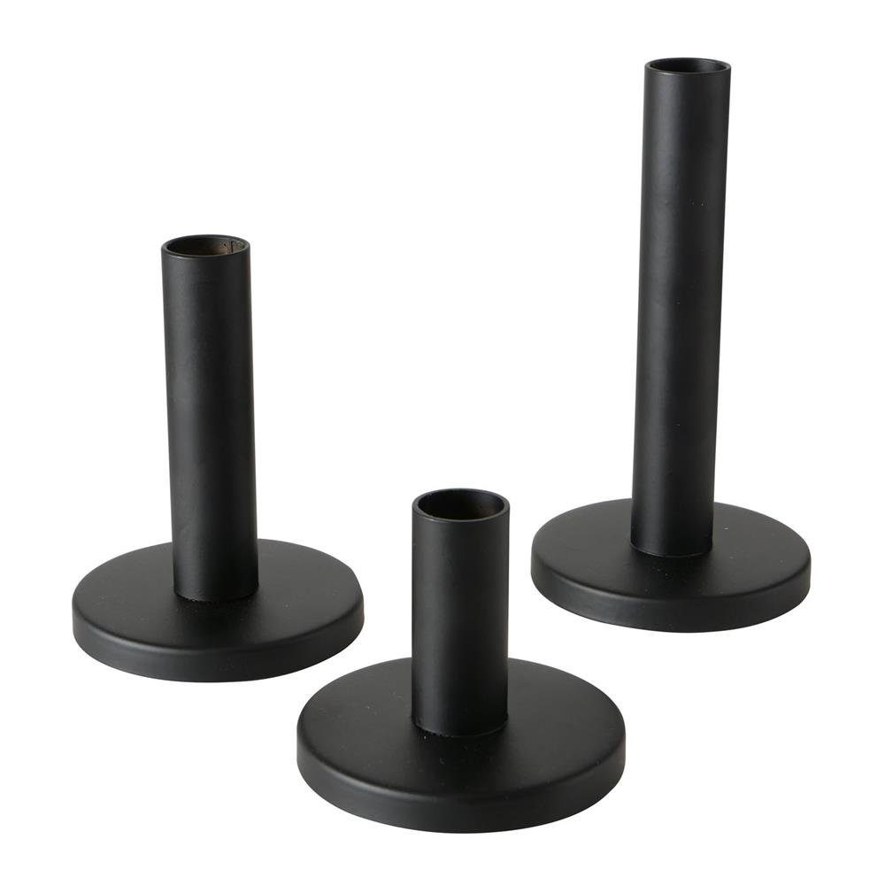 BOLTZE Kerzenständer Malko 3er Set, Schwarz, aus Metall, Kerzenhalter, für Stabkerzen