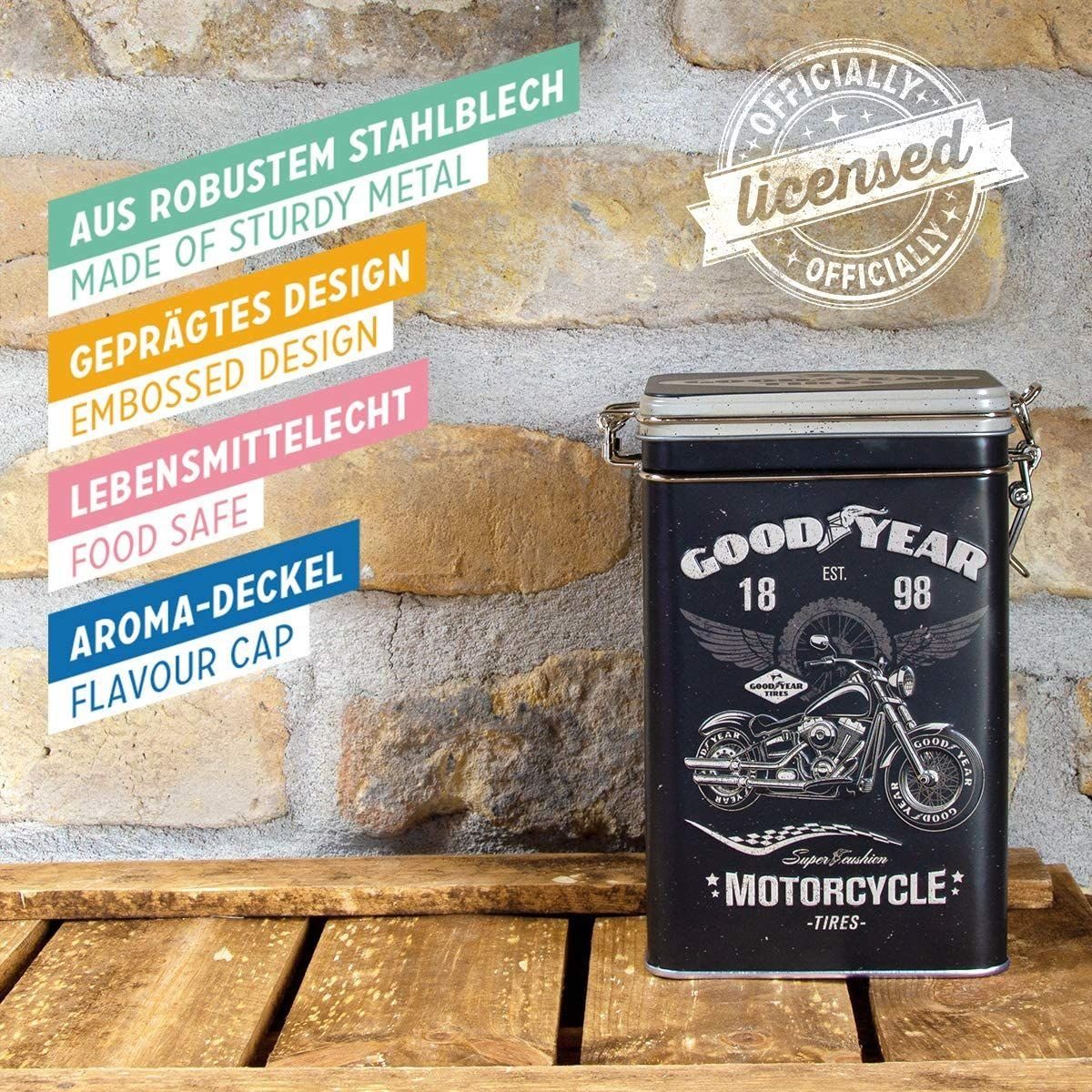Nostalgic-Art Kaffeedose Aromadose - GOOD YEAR - GOOD YEAR Motorcycle – Bild 5 von 5