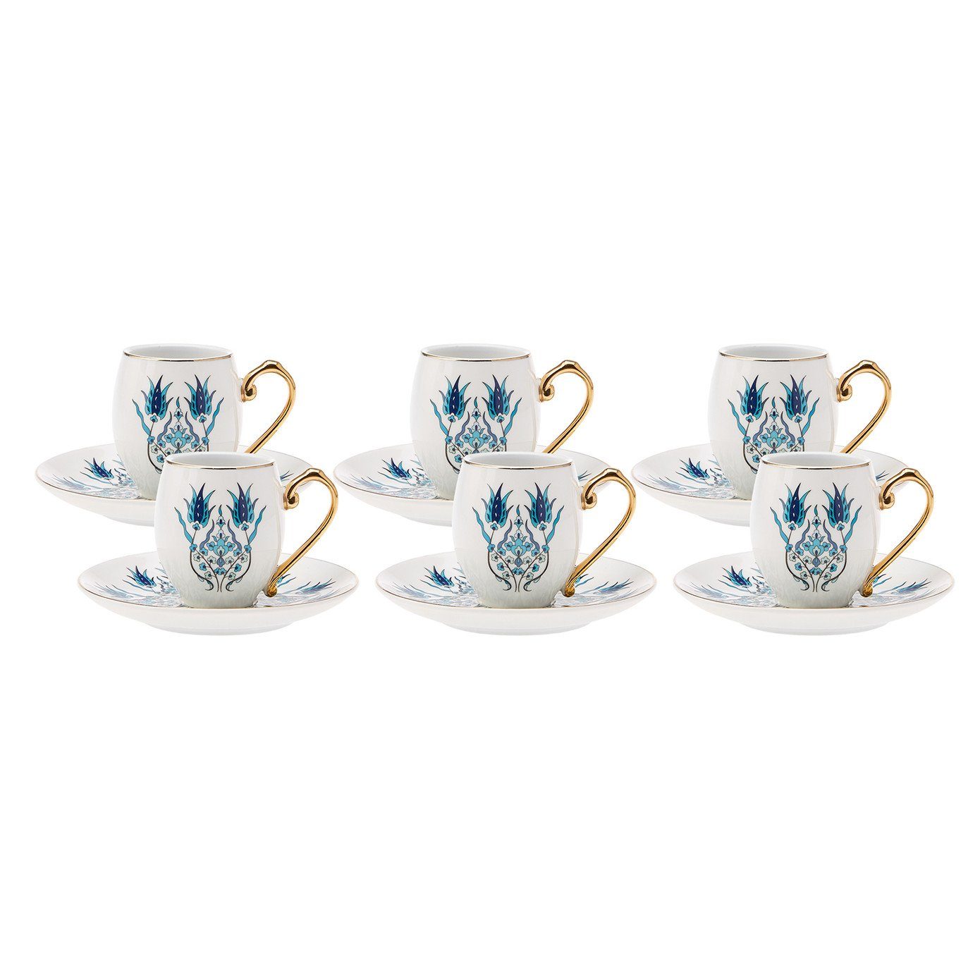 Karaca Kaffeeservice İznik Kaffeeservice Turkische Kaffeetasse für 6 Personen, 80 ml