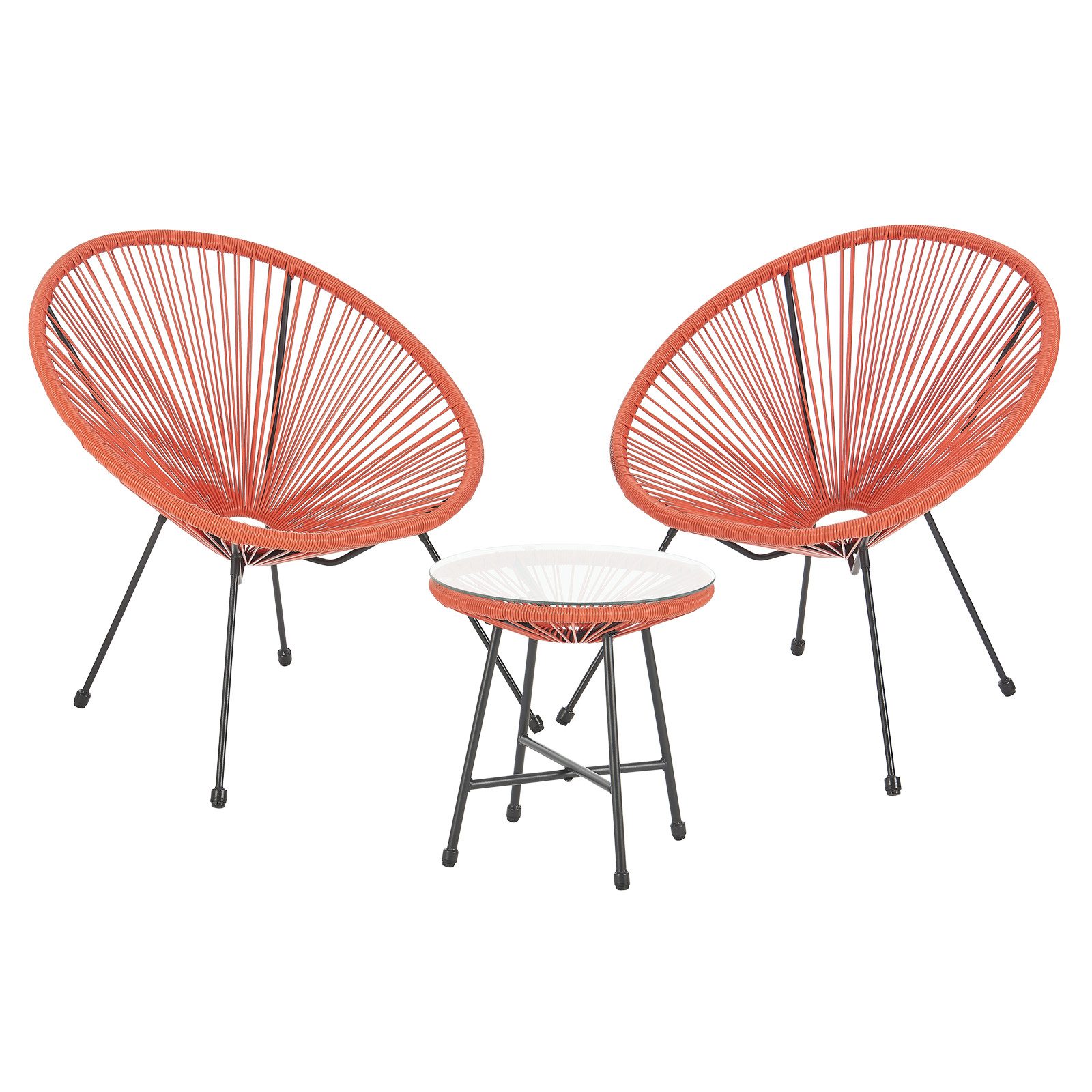 SVITA Balkonset BALI, (Set, Set aus 2x Sessel, 1x Tisch), Gartenmöbel-Set, Balkonmöbel, Terrasse, Polyrattan, Terracotta