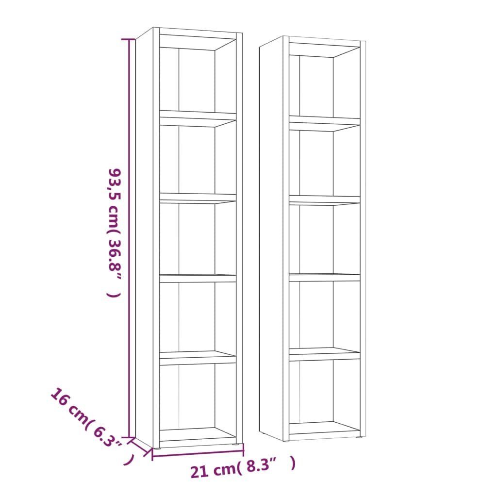 21x16x93,5 Stk Holzwerkstoff CD-Regale 2 Räuchereiche Regal cm vidaXL