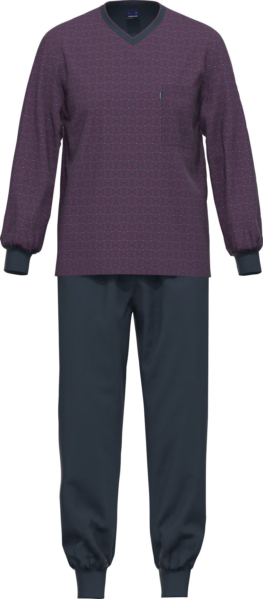 Ammann Pyjama Bio Herren-Schlafanzug Single-Jersey gemustert günstig online kaufen