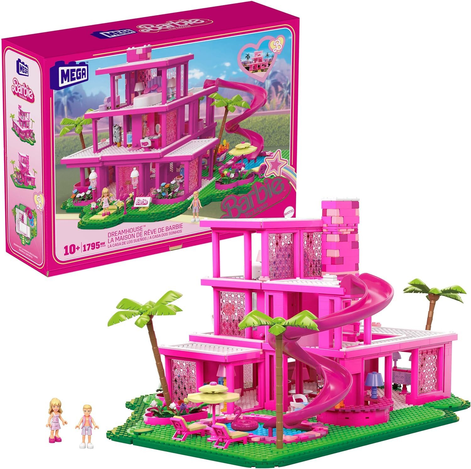 Mattel® Mega Construx BARBIE The MOVIE Dreamhouse / Puppenhaus (HPH26) Konstruktions-Spielset, (1795 St), 3 Stockwerke