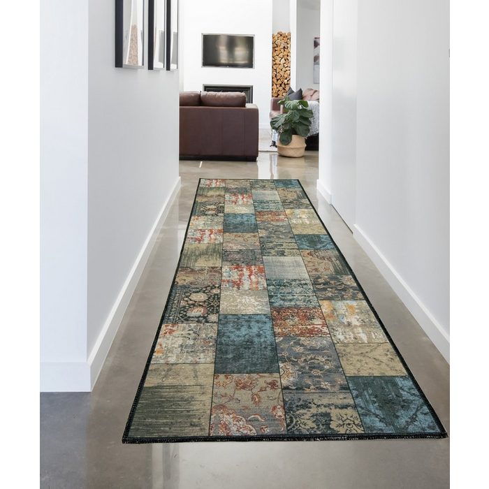 Teppich Eleganter Teppich mit Quadraten modern orientalisch gemustert bunt braun grau orange Carpetia rechteckig Höhe: 7 mm XN11701