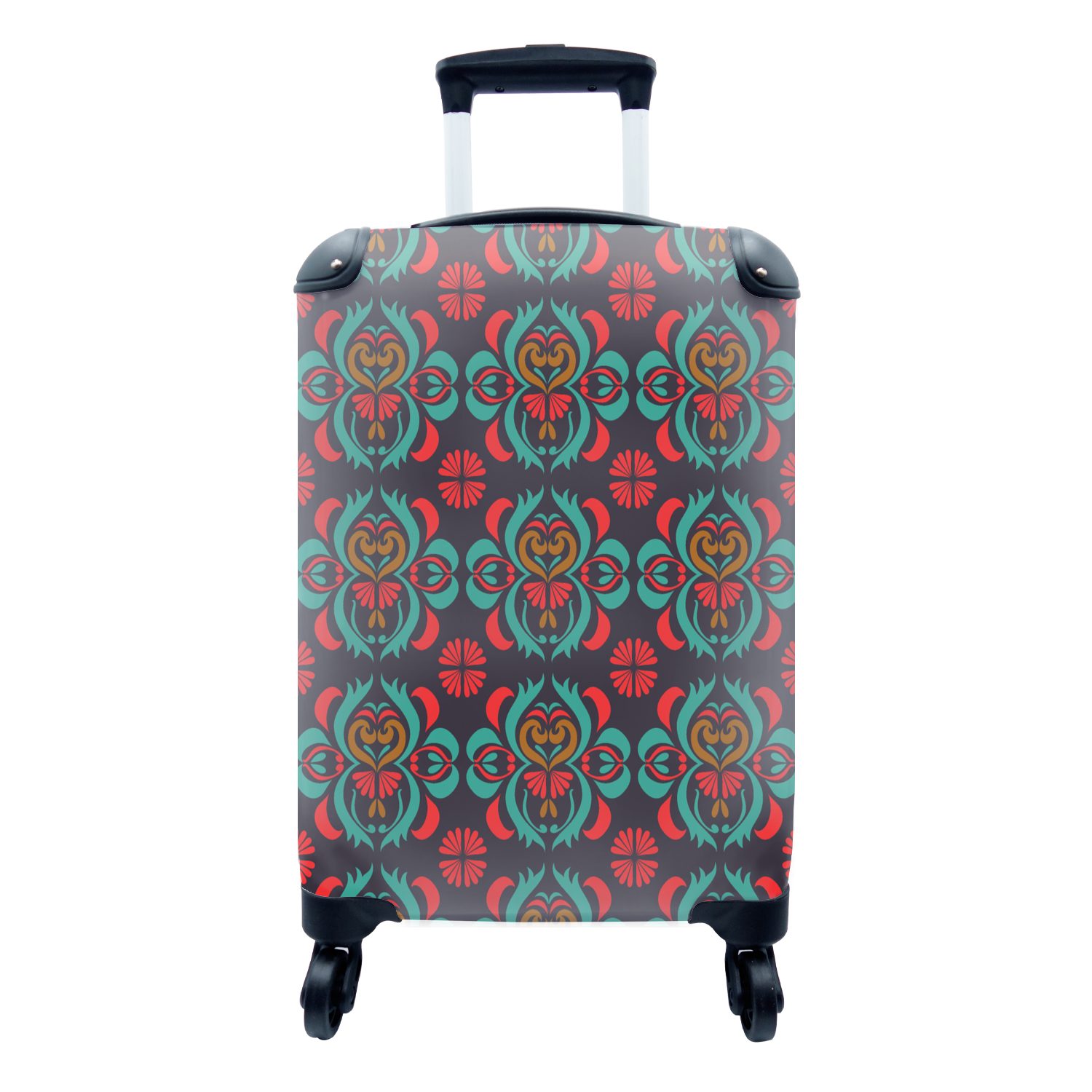 MuchoWow Handgepäckkoffer Muster - Indonesisch - Ornament, 4 Rollen, Reisetasche mit rollen, Handgepäck für Ferien, Trolley, Reisekoffer