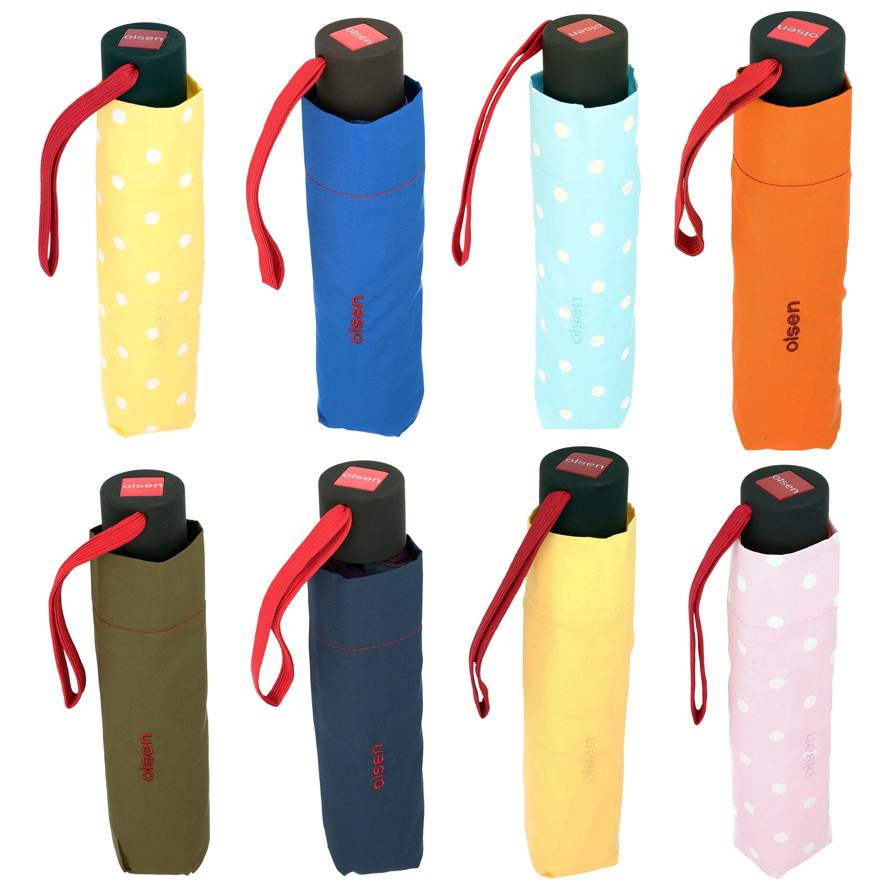 Olsen Taschenregenschirm Kleiner Regenschirm für fröhlichen in die Handtasche, Farben