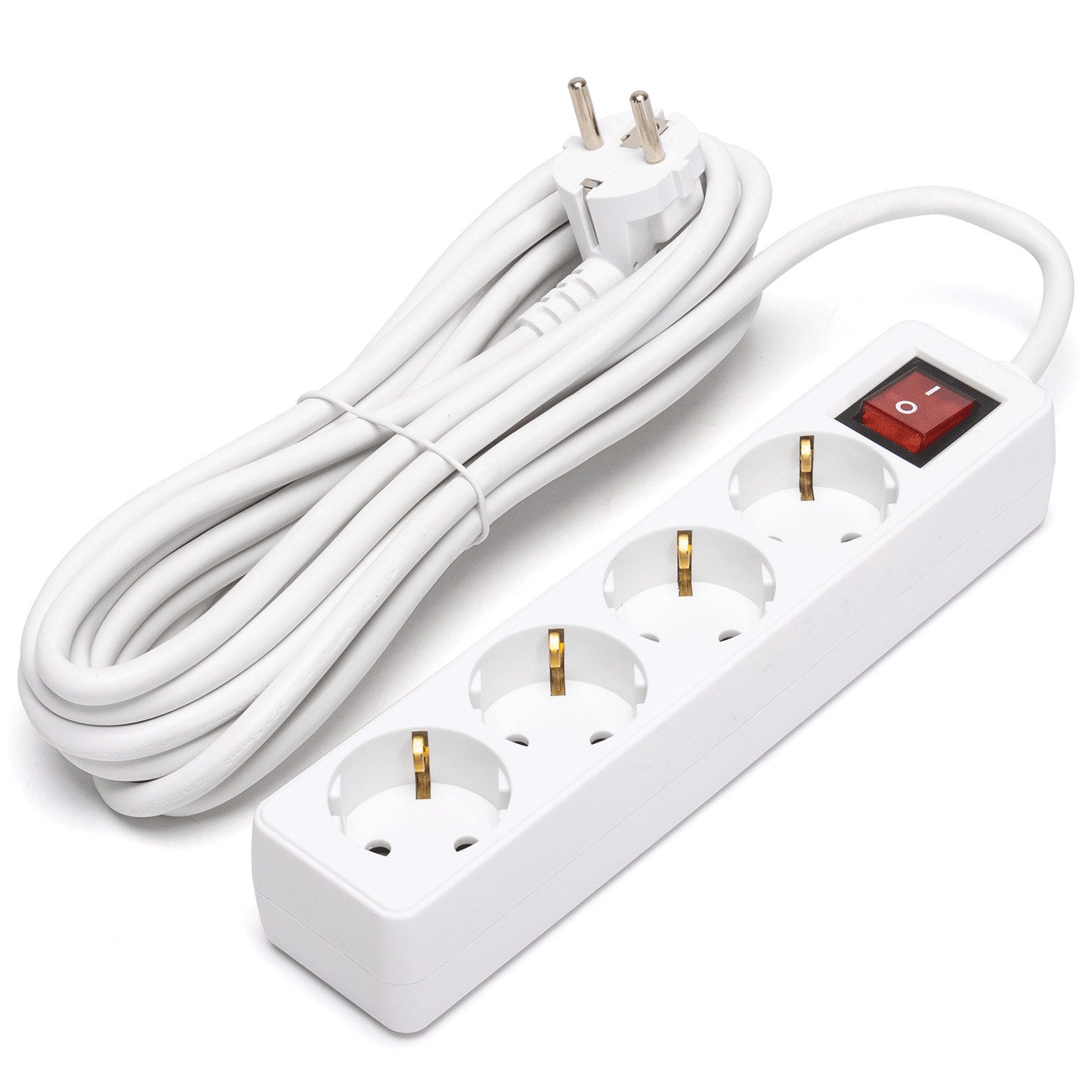 Aigostar mit Schalter Tischsteckdose Kindersicherung 1.5/3/5m Kabel, Weiß Steckdosenleiste (Ein- / Ausschalter, Kabellänge 5 m), Mehrfachsteckdose Verlängerungsleiste Schutzkontakt-Steckdosen