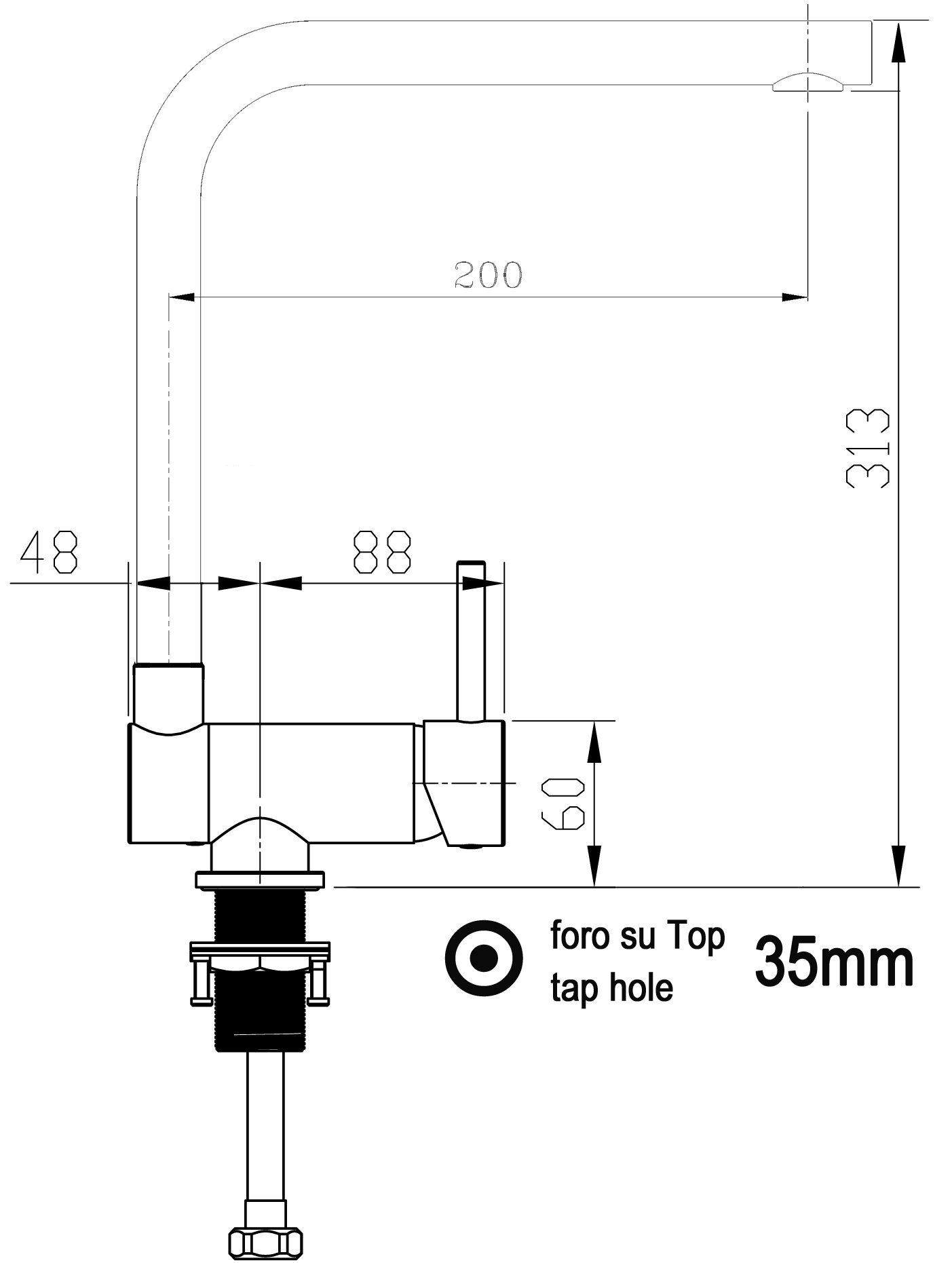 VIZIO 6 Küchenarmatur Hochdruck, für cm Küchenarmatur unbeabsichtigtes gegen Abkippen nur Messing Sicherungstaste 60mm verchromt, Auslauf Schwarz Unterfenster 360° Vorfenstermontage mit hoch, schwenkbarer abgeschwenkt
