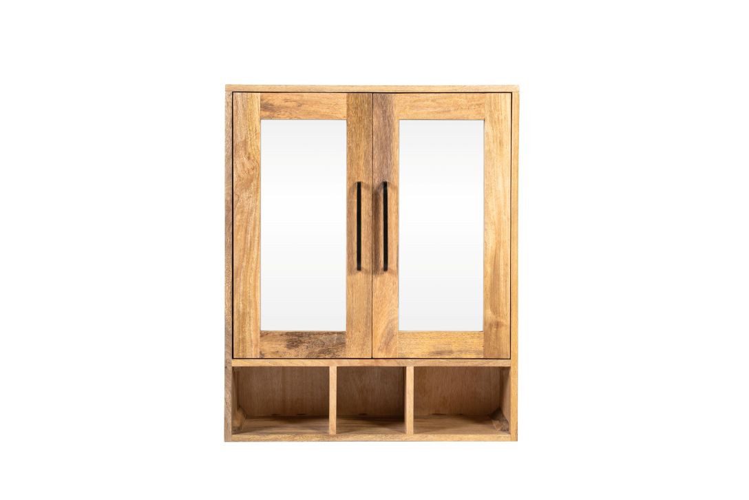 Main Möbel Badezimmerspiegelschrank Spiegelschrank 65x79cm 'Manchester' Mango honigfarben massiv