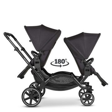 ABC Design Geschwisterwagen Zoom - Classic Edition - Ink, Geschwisterkinderwagen Zwillingskinderwagen mit Liegeposition