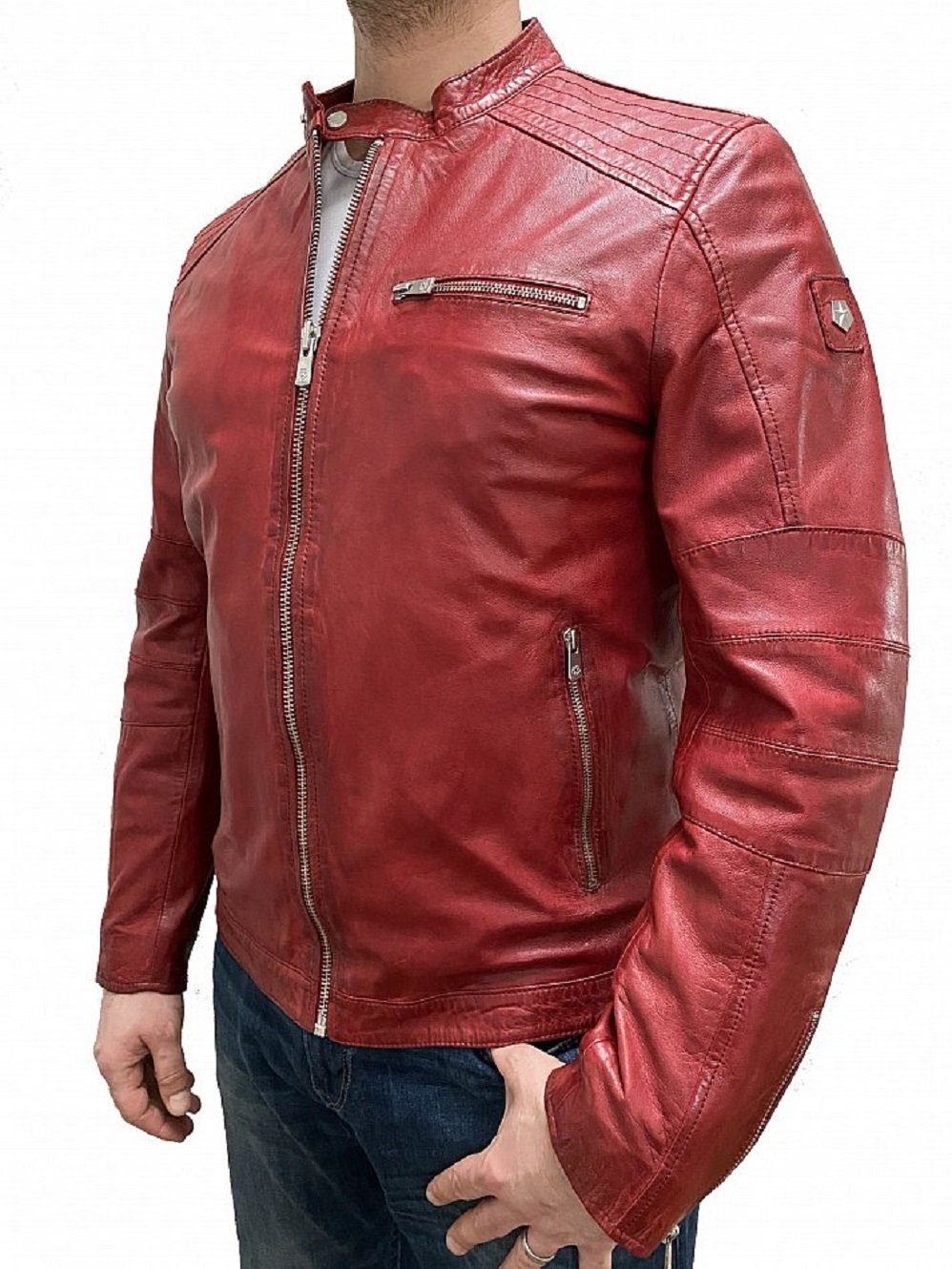 Milestone Lederjacke Herren Lederblouson aus Lammnappa günstig online kaufen