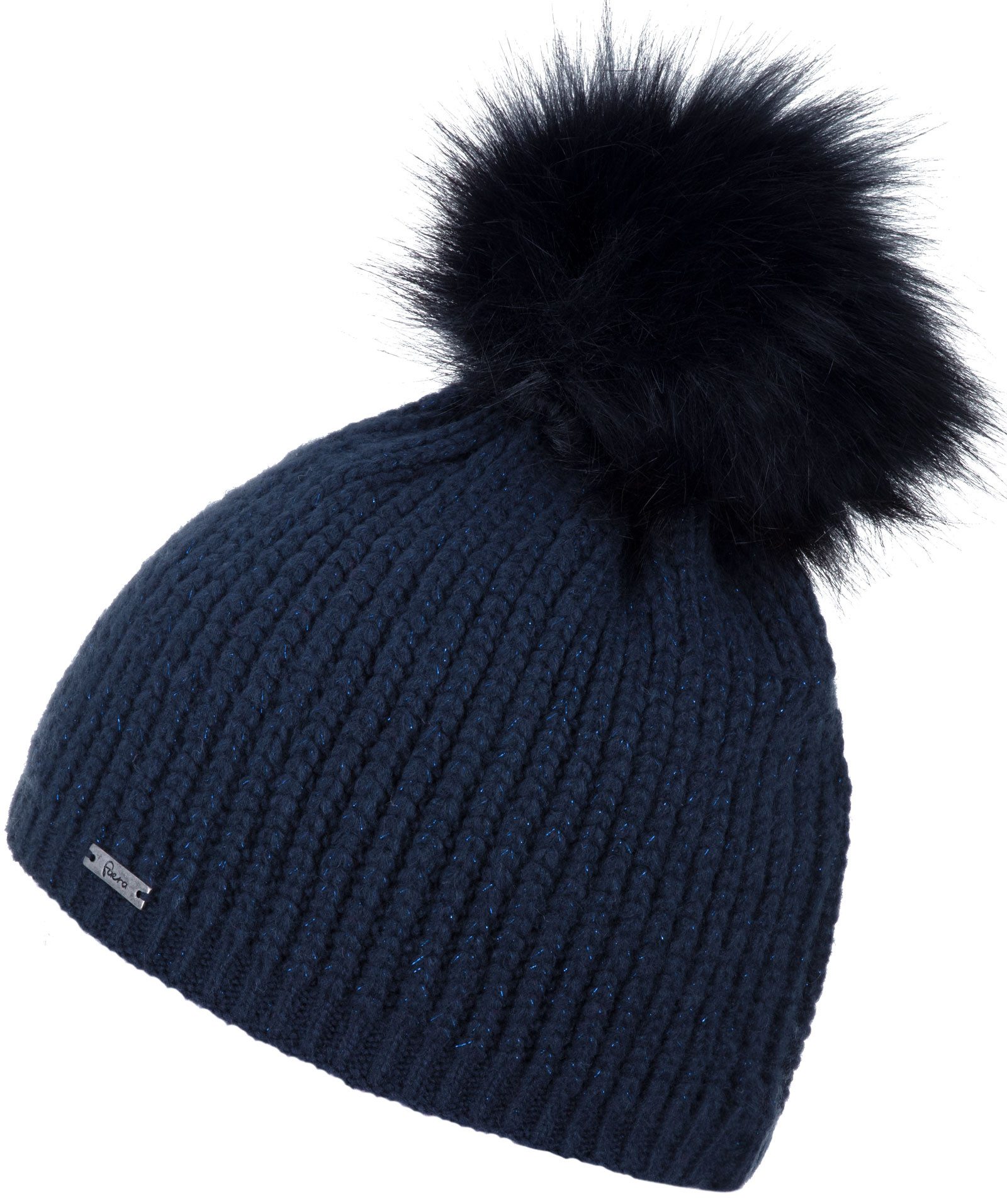 Faera Bommelmütze (1-St) Damen Bommelmütze Wintermütze gefüttert leichter Glitzer Fleecefutter