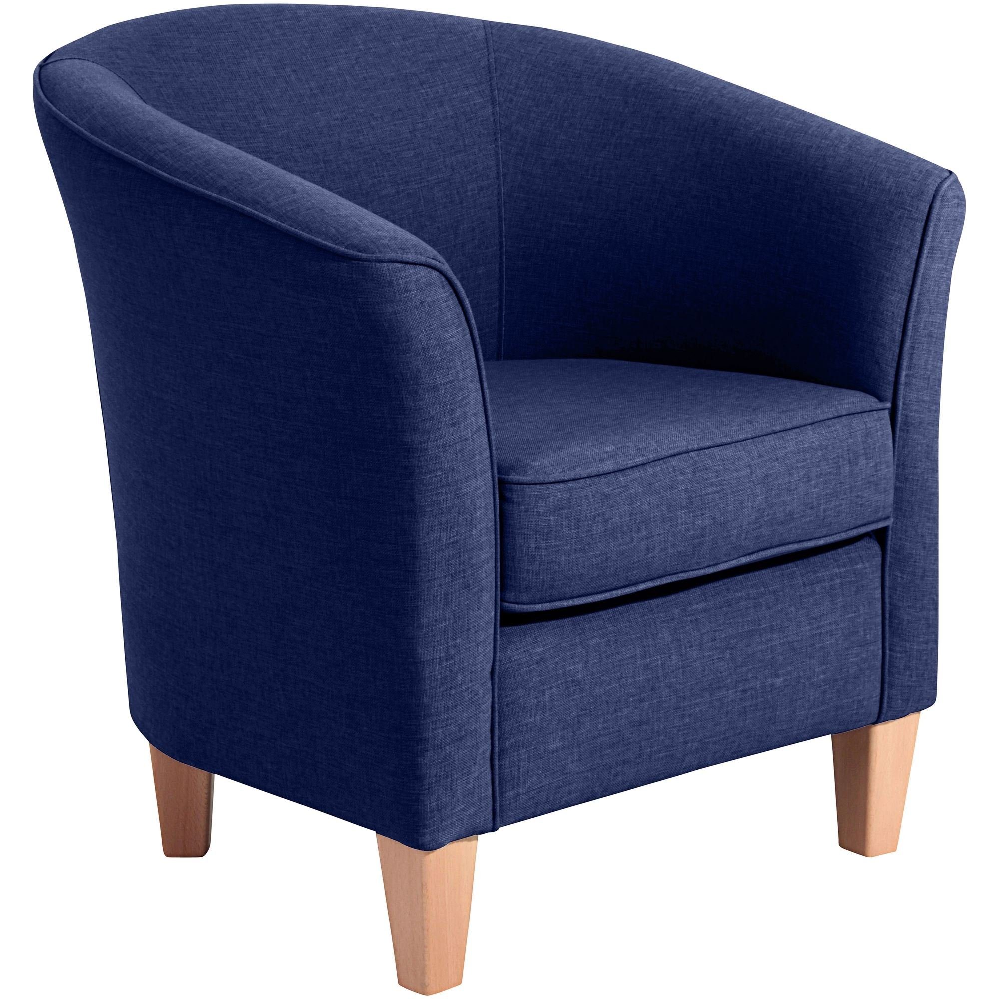 58 aufm Kessel Sessel Sessel Karine Bezug Flachgewebe (Leinenoptik) Buche natur / dunkelblau (Sparpreis inkl. Kostenlosem Versand, 1-St), hochwertig verarbeitet,bequemer Sitz