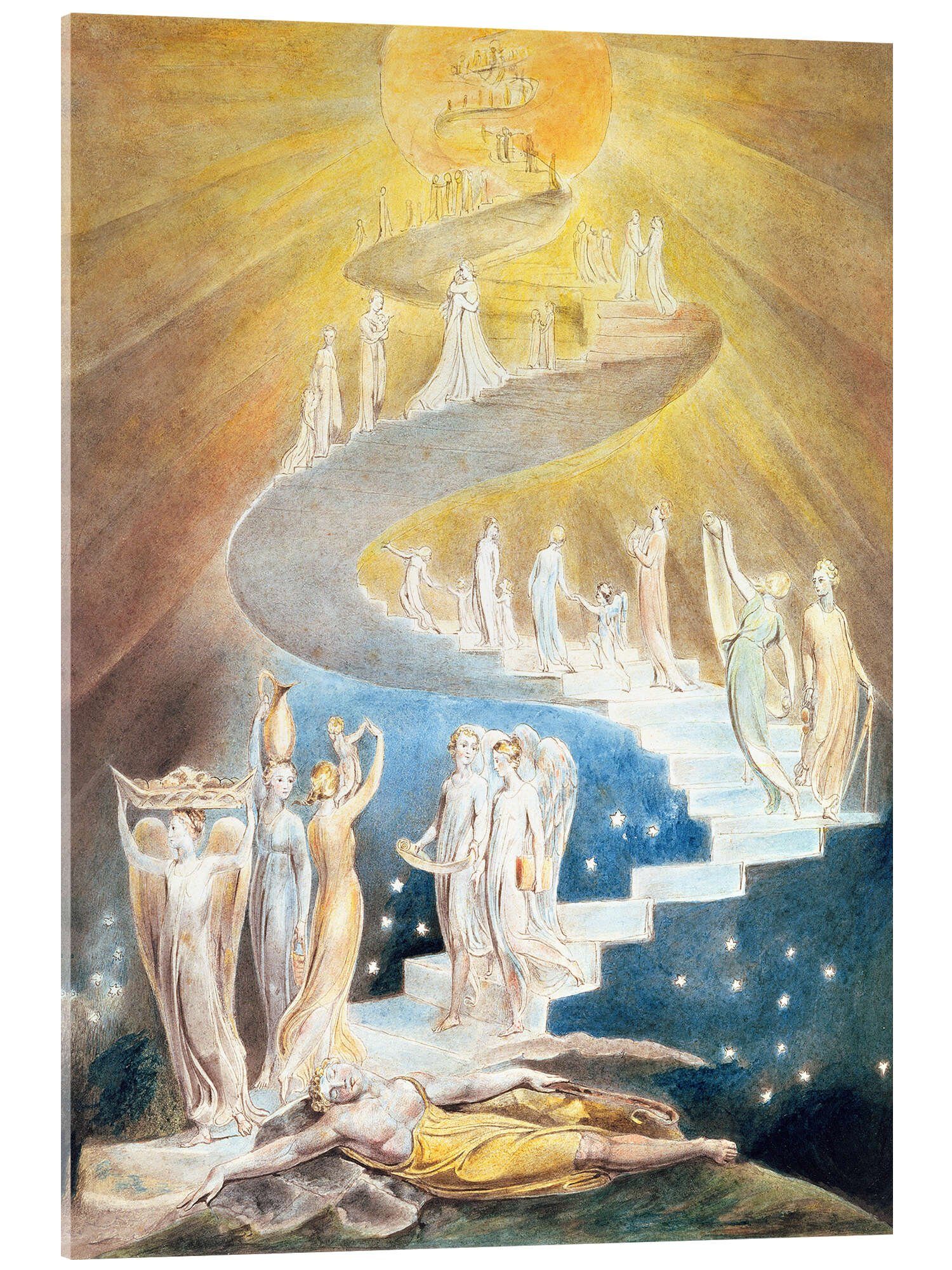 Posterlounge Acrylglasbild William Blake, Jakobsleiter, Schlafzimmer Malerei