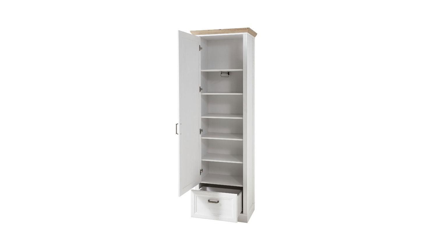 Innostyle Garderobenschrank Garderobenschrank Jasmin Flurmöbel Pinie hell und Artisan Eiche 65x204