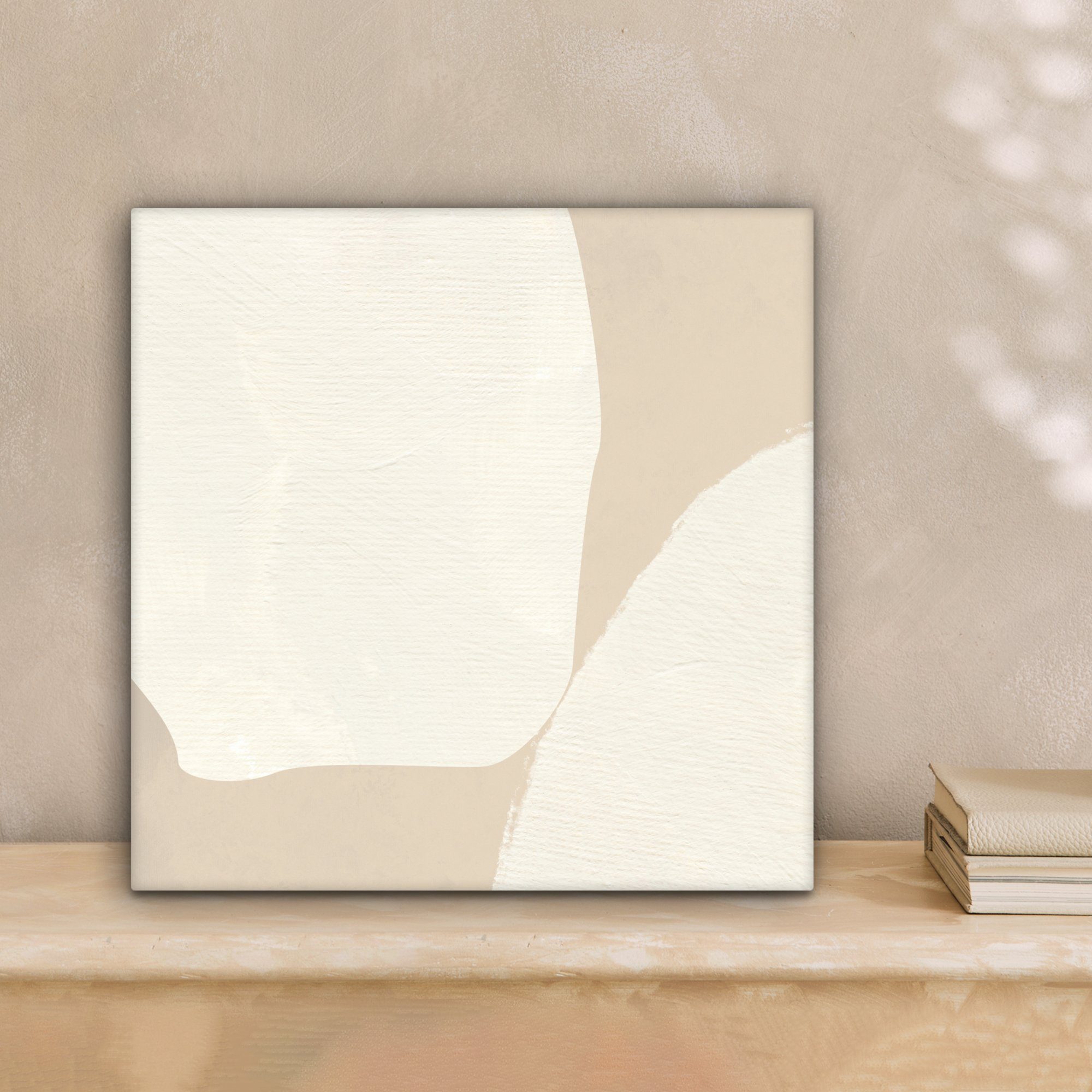OneMillionCanvasses® Leinwandbild Beige - für Wohnzimmer - Modern, Abstrakt Schlafzimmer, cm (1 Bilder St), 20x20 Leinwand
