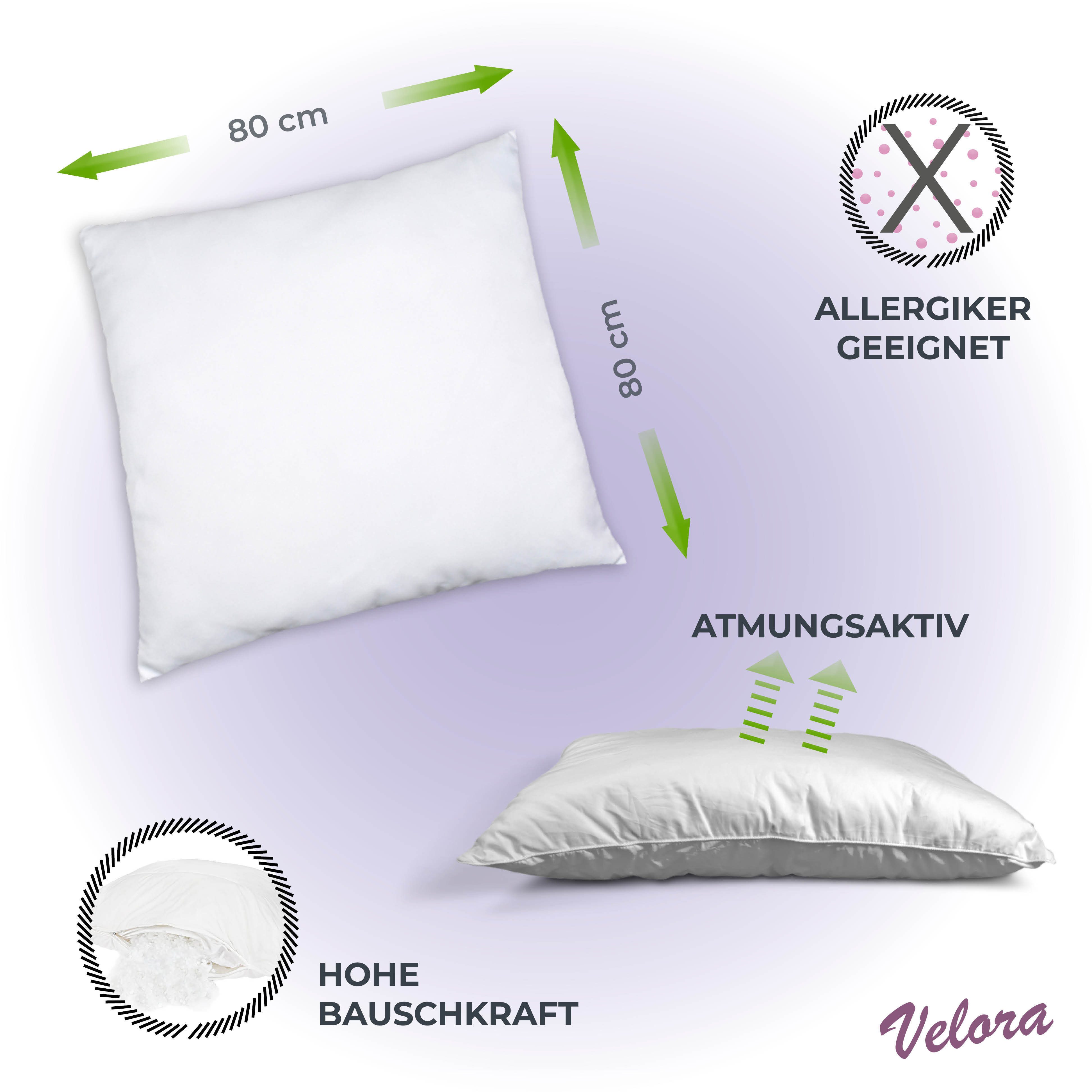 VELORA Kopfkissen Kopfkissen - 40x80 - 80x80 cm – atmungsaktiv & allergiker günstig online kaufen