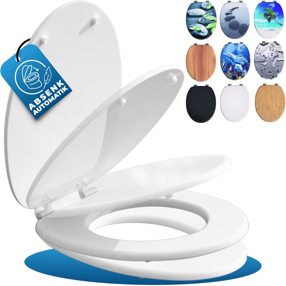 Casaria WC-Sitz, Doppelte Absenkautomatik MDF Holz hygienisch Toilettensitz Klobrille