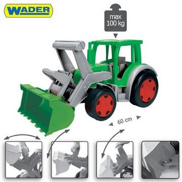 Wader Wozniak Spielzeug-Traktor Gigant Traktor mit großer Frontschaufel und Anhänger, ca. 107 cm lang, (2 in 1 Set, 2-tlg., belastbar bis 100 kg (Trekker), aus UV-beständigem, recyclebarem Kunststoff, für Kinderzimmer, Garten