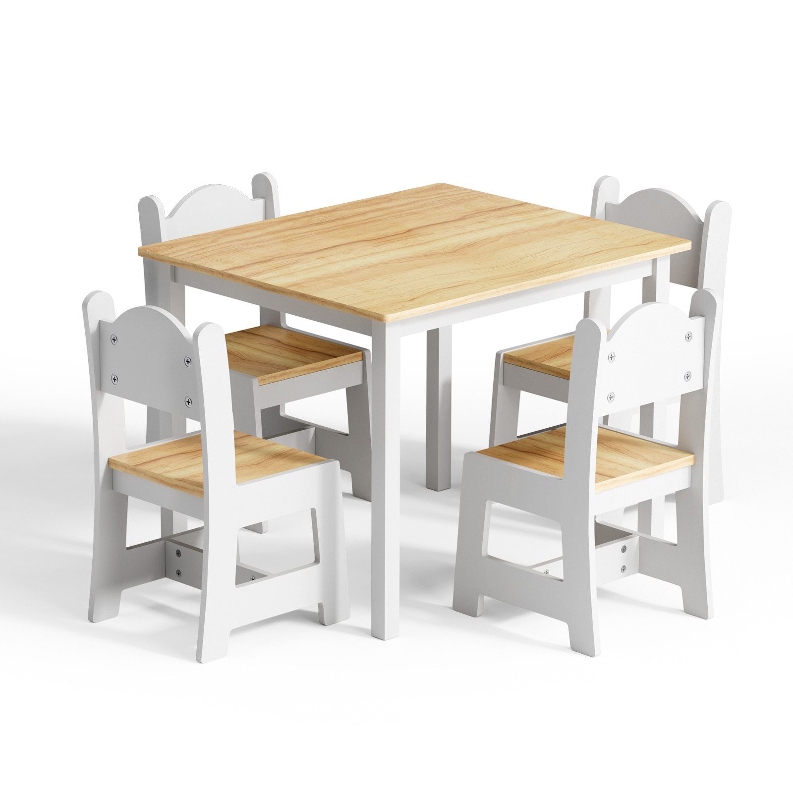 LEADZM Kindertisch Kindertisch mit 4 Stühlen, Kindersitzgruppe, Kinder Tisch Stuhl Set