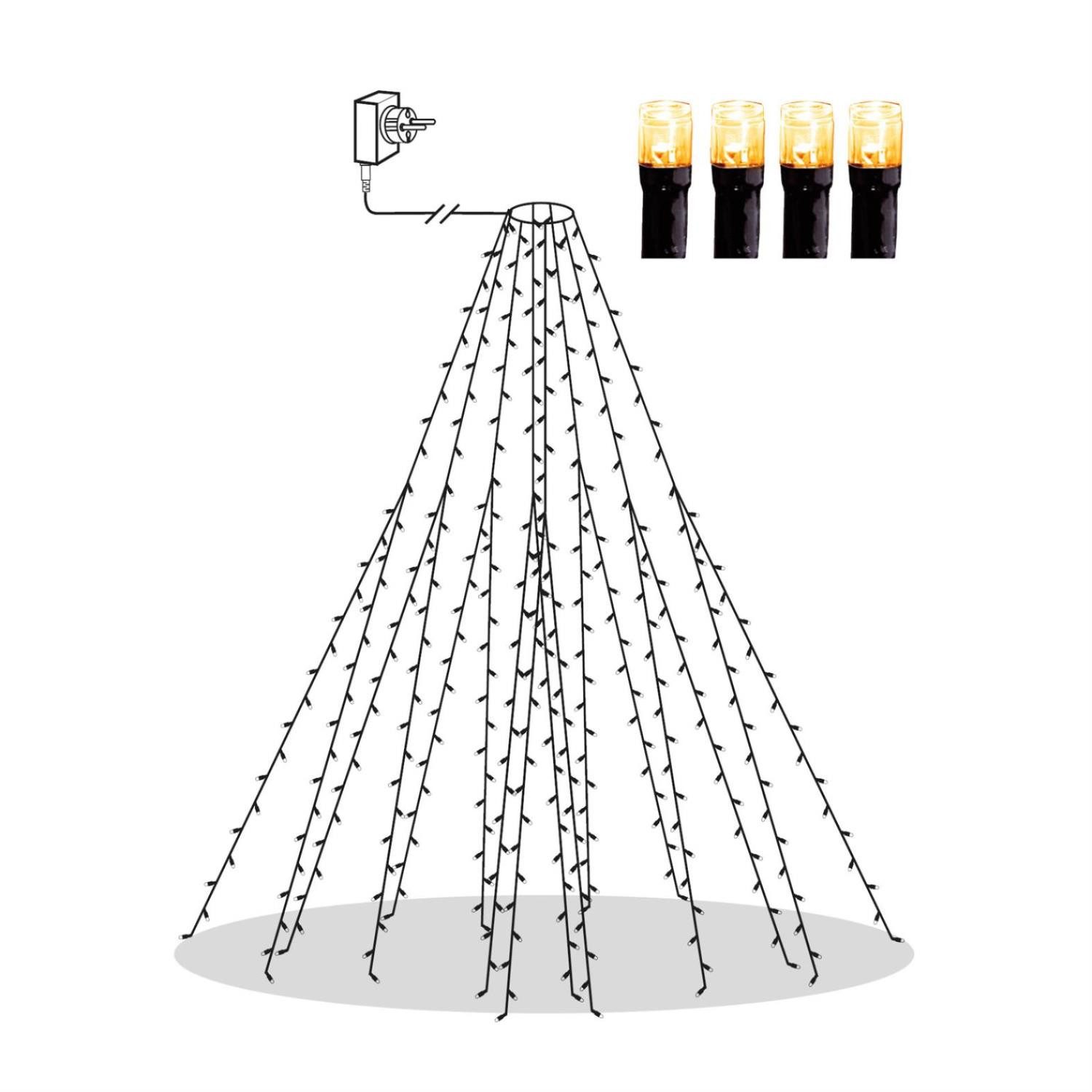 STAR TRADING LED-Baummantel LED Baummantel Lichterkette Baumkette 8 Stränge 360LED bernstein 2m, 360-flammig