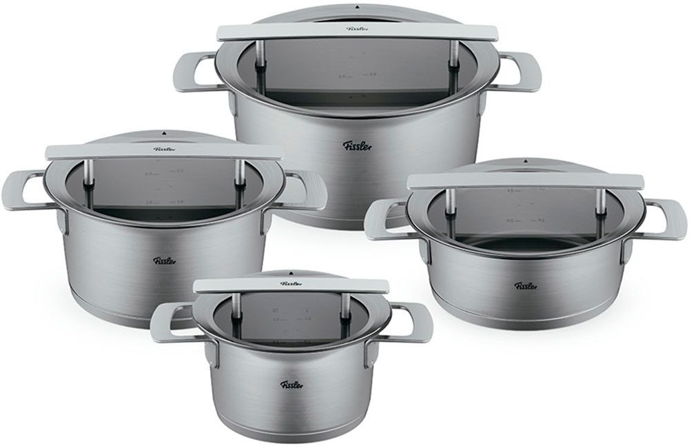 Fissler Topf-Set Phi Collection, Edelstahl 18/10 (Set, 4-tlg., Kochtopf 16/20/24cm, Bratentopf 20cm), cookstar Allherdboden, Edelstahl 18/10, Made in Germany