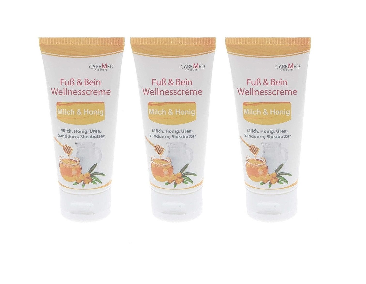 CareMed Fußcreme Fuß & Bein Wellnesscreme Milch & Honig