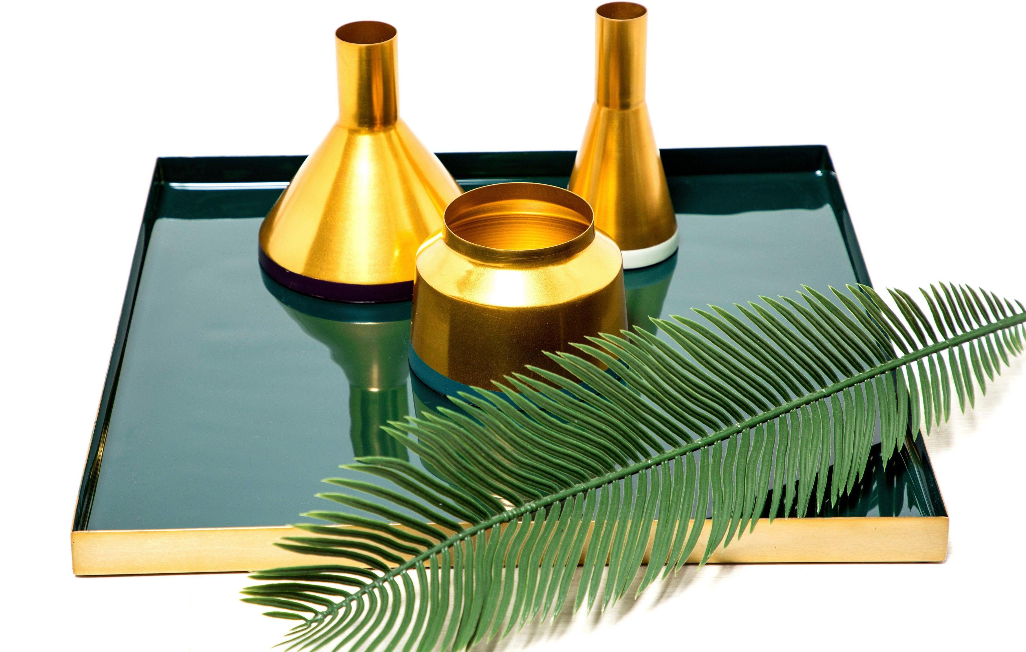Kayoom Dekovase Culture (Set, 3 St), hochwertige Verarbeitung goldfarben-pflaume-hellgrau-petrol