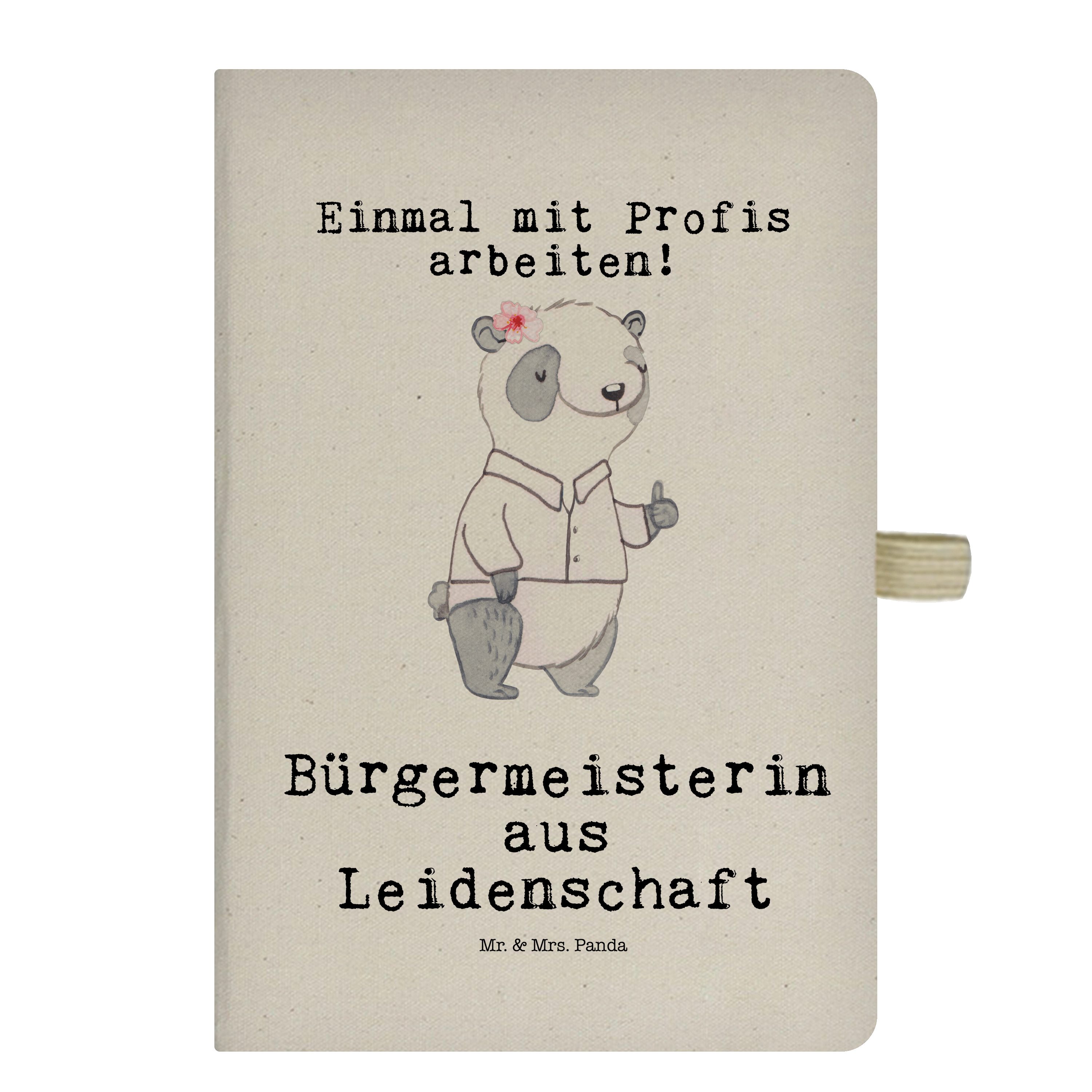 Notizbuch - & Mr. Leidenschaft & Geschenk, Transparent aus Panda Homeoffice - Mrs. Mr. Panda Bürgermeisterin Mrs.