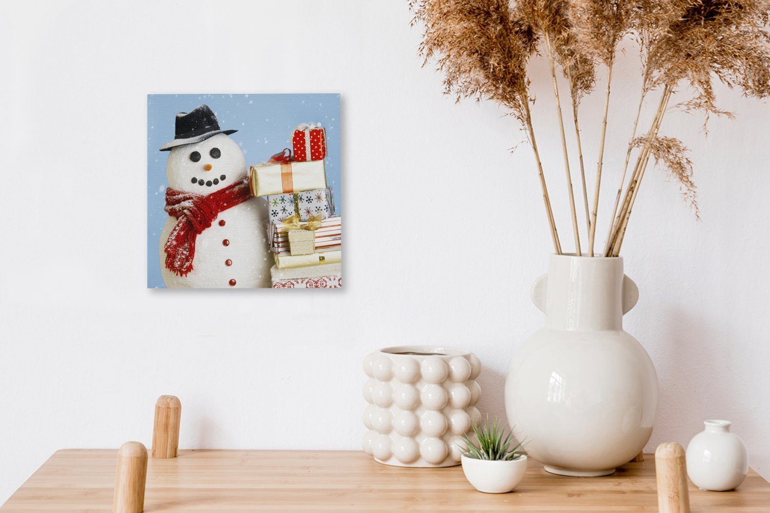OneMillionCanvasses® Leinwandbild Schlafzimmer Weihnachtsgeschenken, Schneemann St), Leinwand mit Wohnzimmer Bilder für (1 Ein